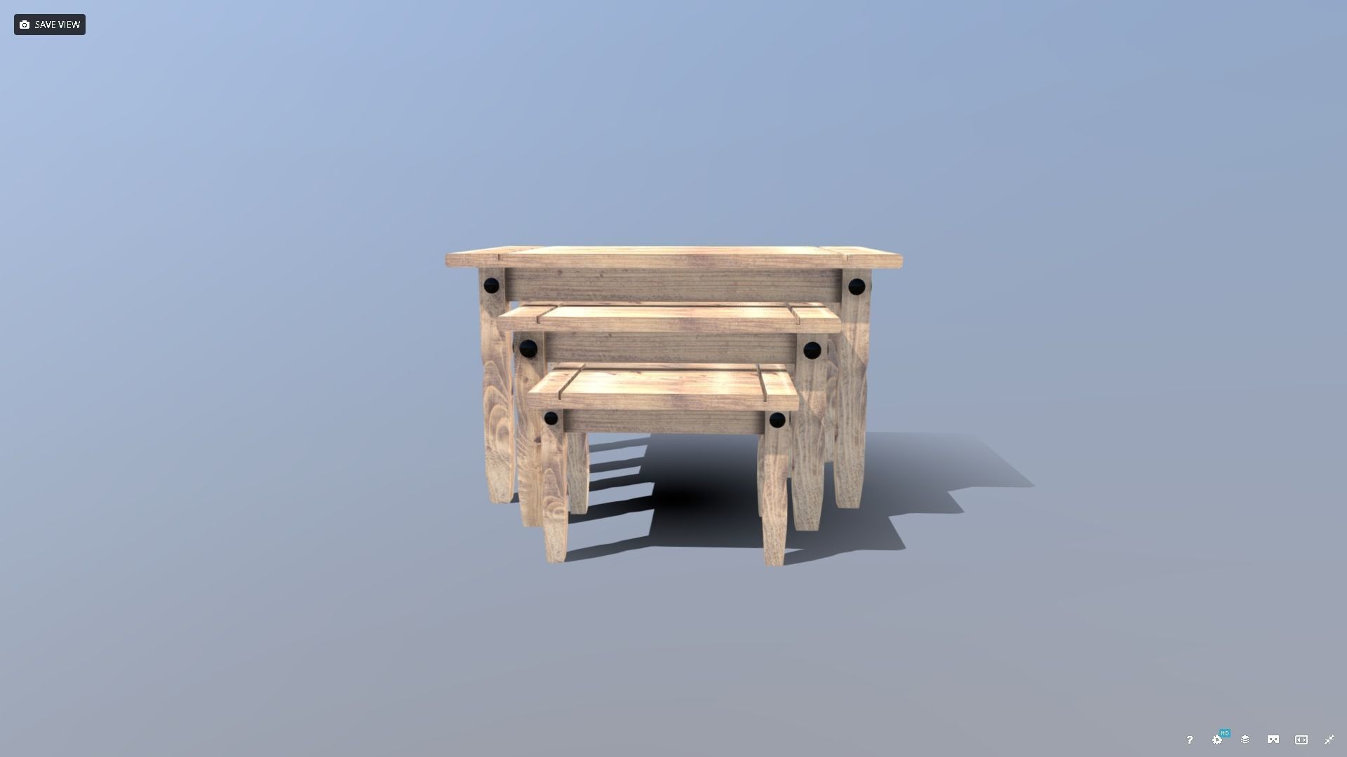 Pine Table Nest Low-poly 3D model_1
