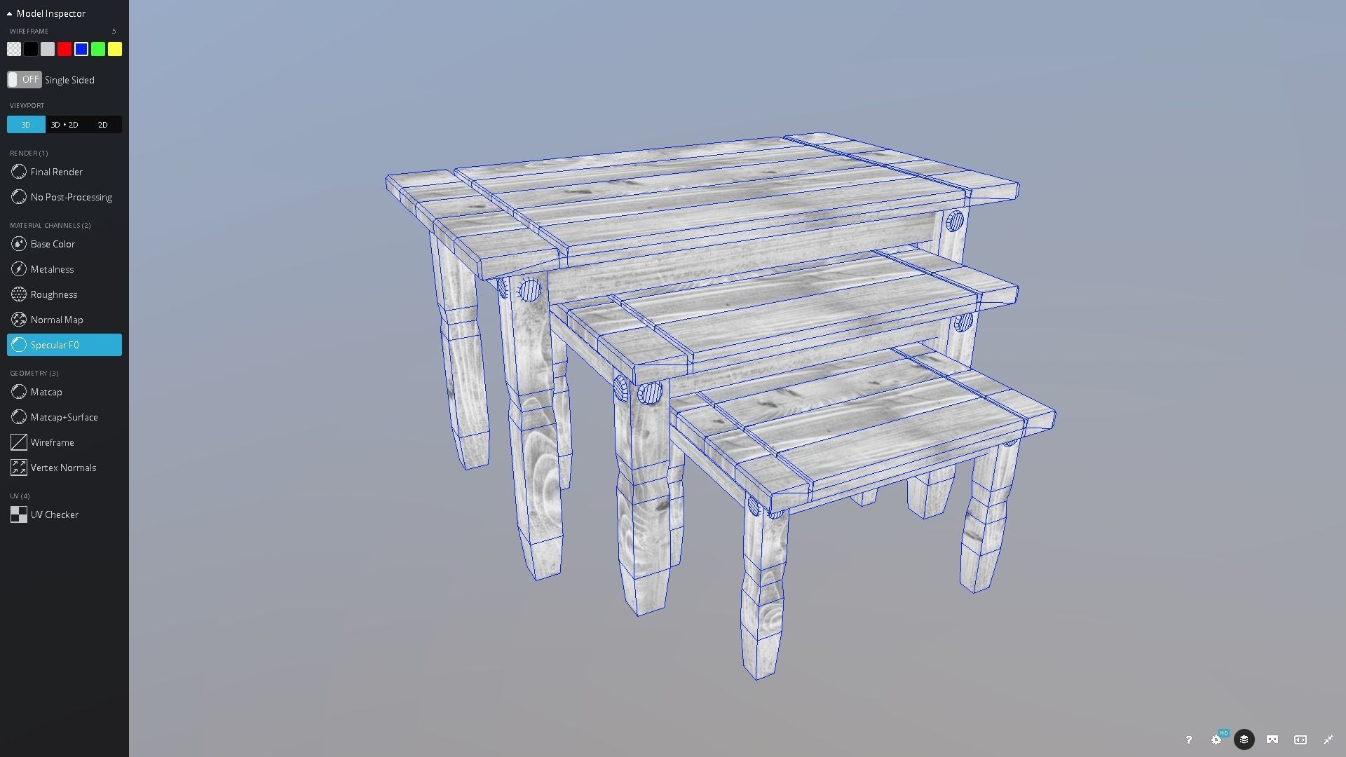 Pine Table Nest Low-poly 3D model_11