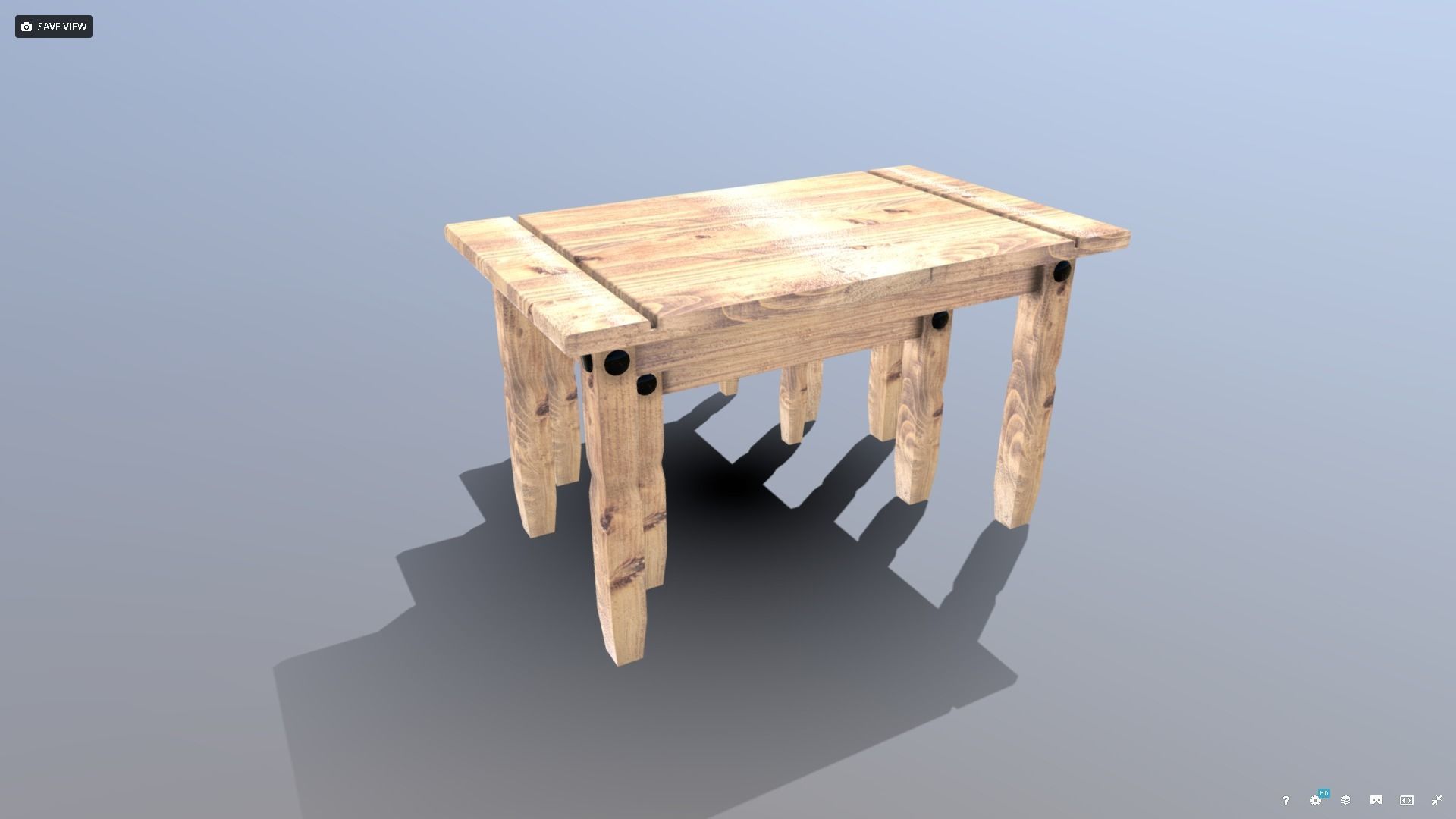 Pine Table Nest Low-poly 3D model_5