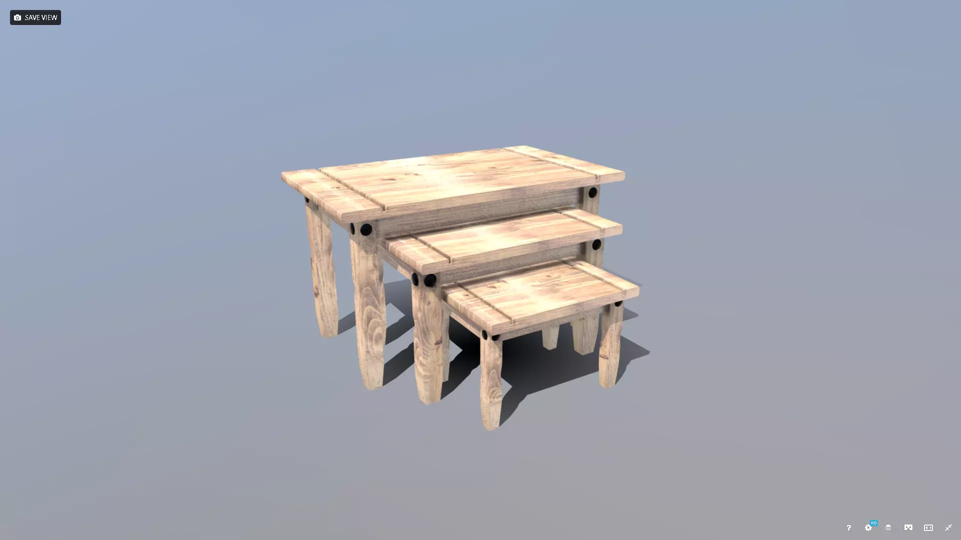 Pine Table Nest Low-poly 3D model_0