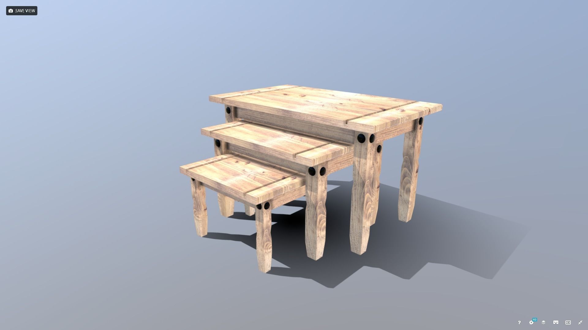 Pine Table Nest Low-poly 3D model_2