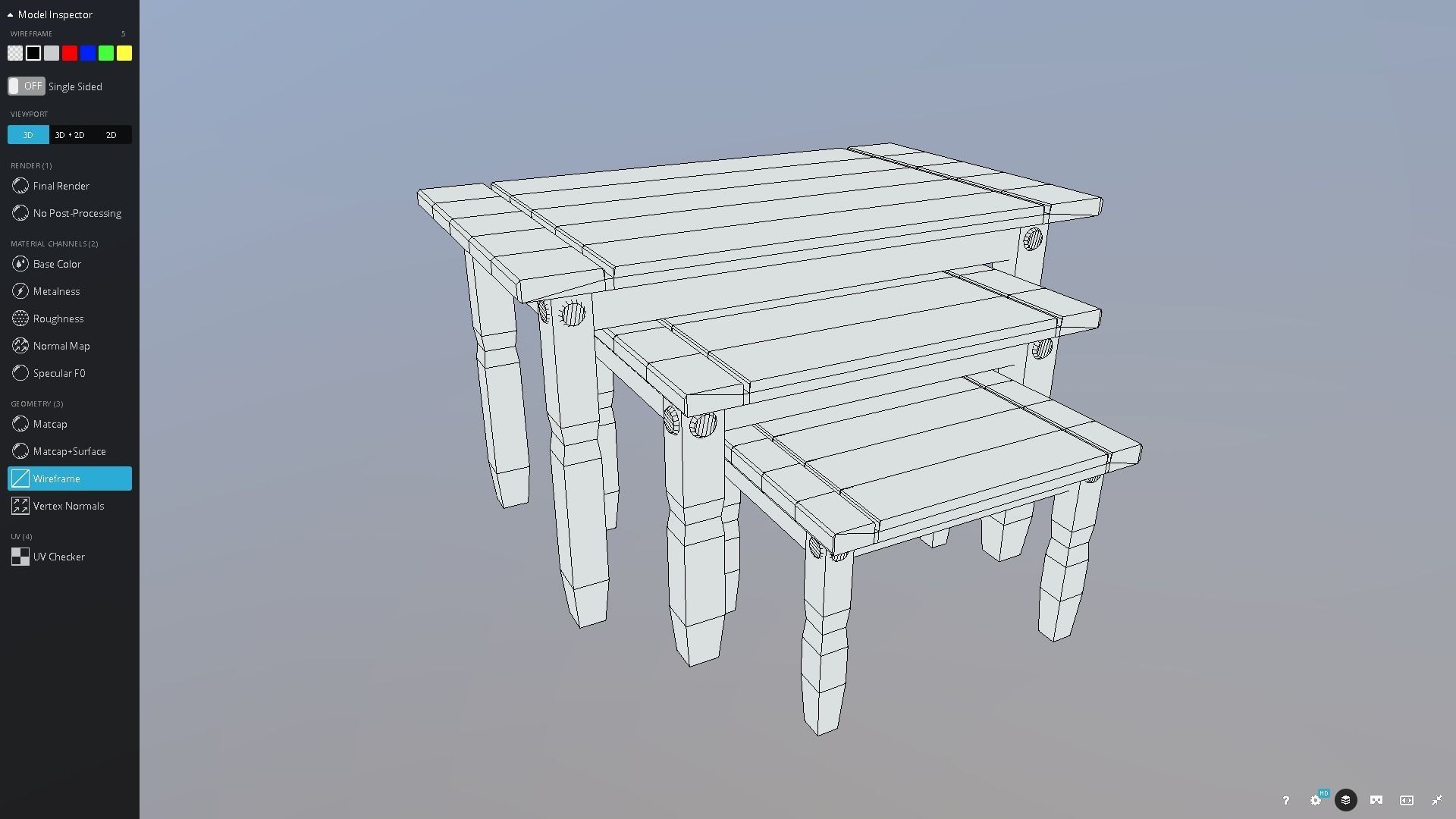 Pine Table Nest Low-poly 3D model_15