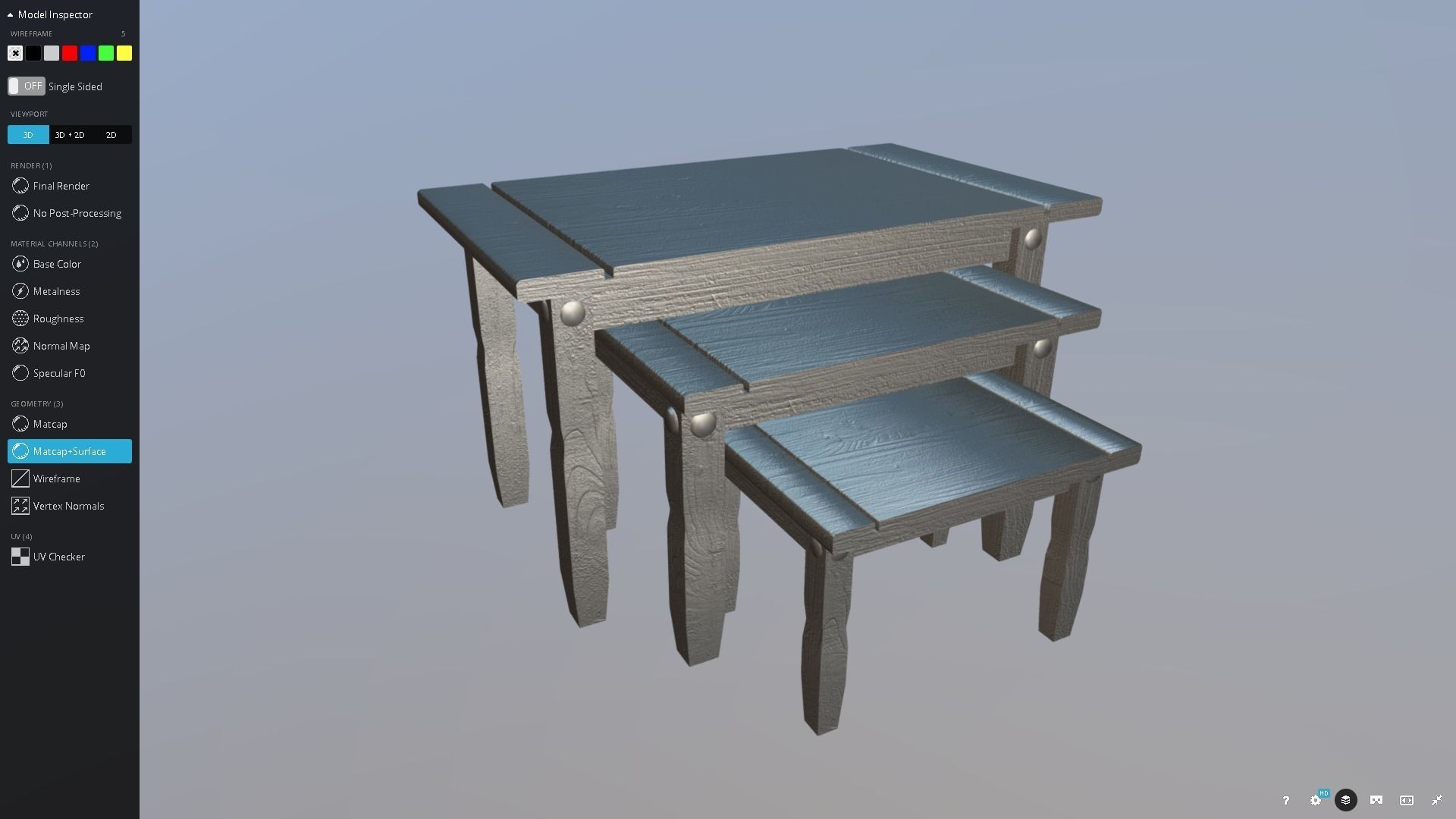 Pine Table Nest Low-poly 3D model_16