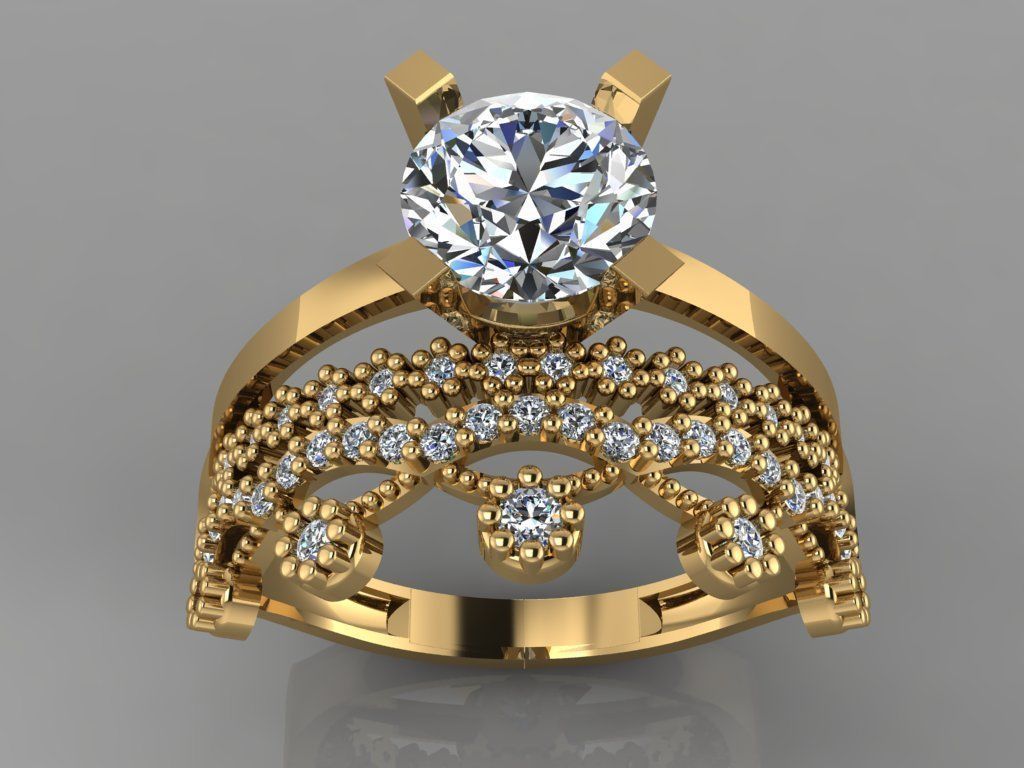GC GOLD TW094- Diamond ring  3D print model_1