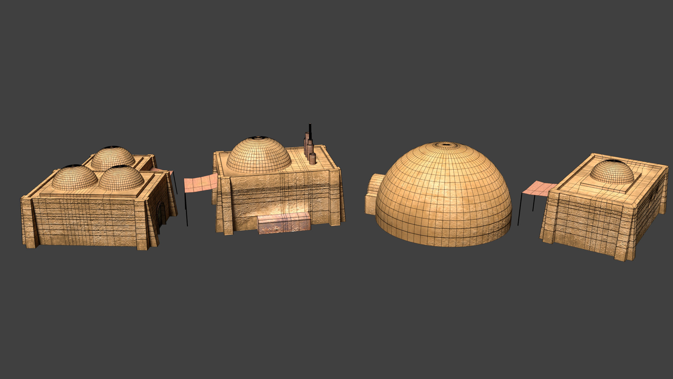 Tatooine Buildings Low-poly 3D model_4