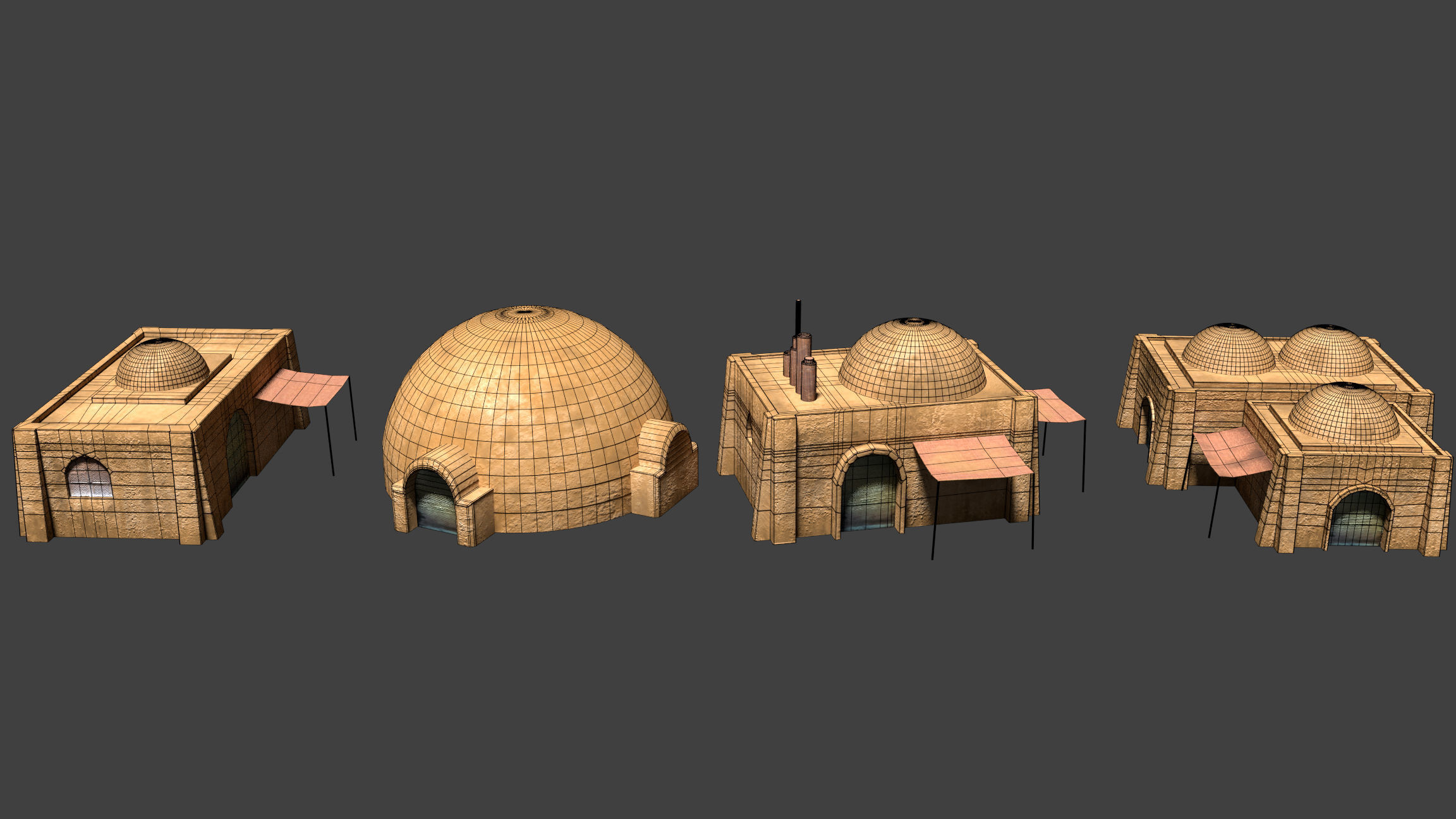 Tatooine Buildings Low-poly 3D model_3