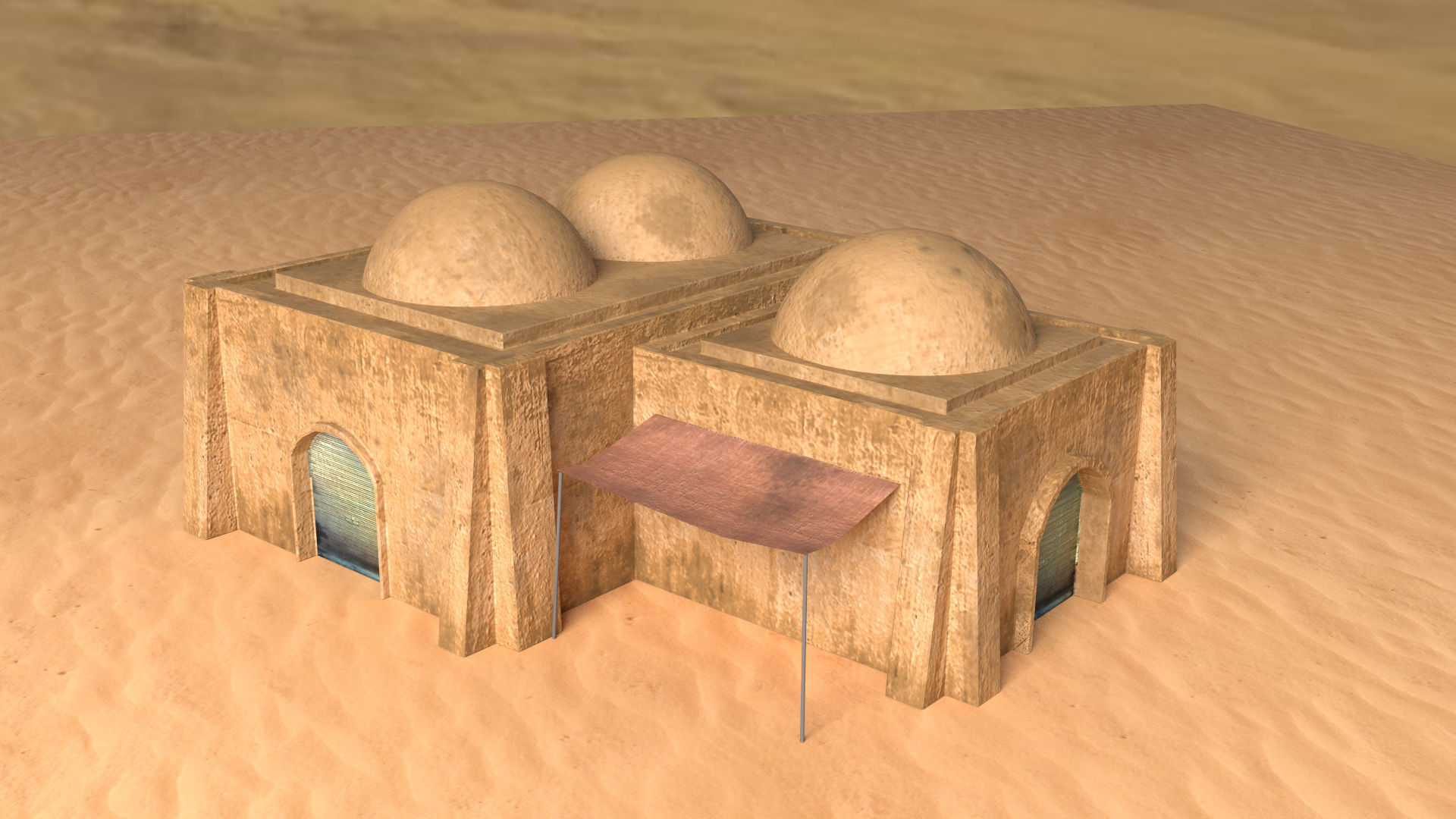 Tatooine Buildings Low-poly 3D model_5