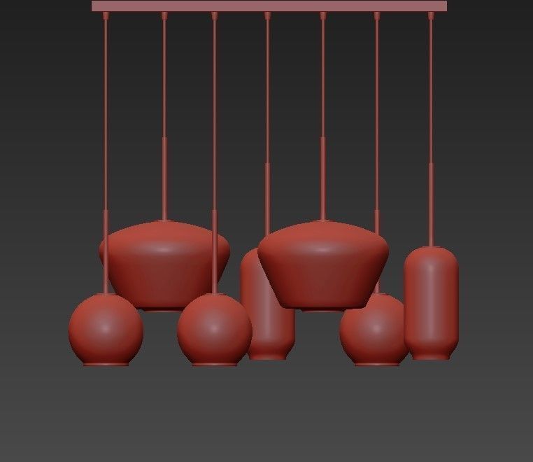 Sculptural Glass 7 Light 3D model_1