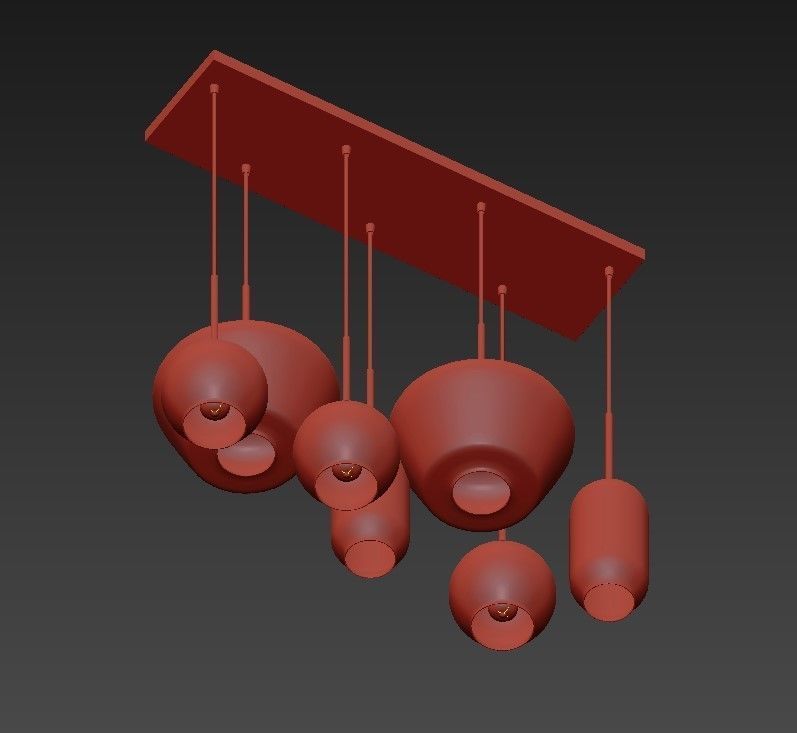 Sculptural Glass 7 Light 3D model_2