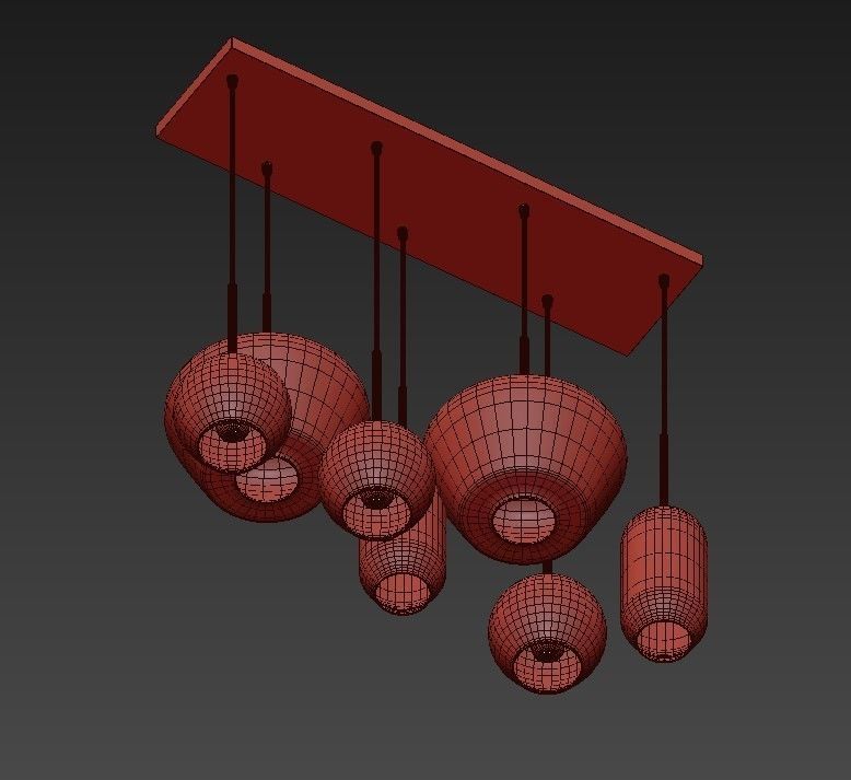 Sculptural Glass 7 Light 3D model_3