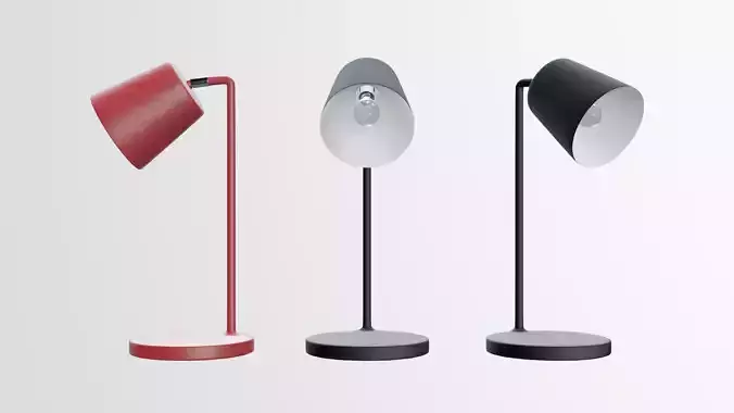modern desk lamp in black Low-poly 3D model