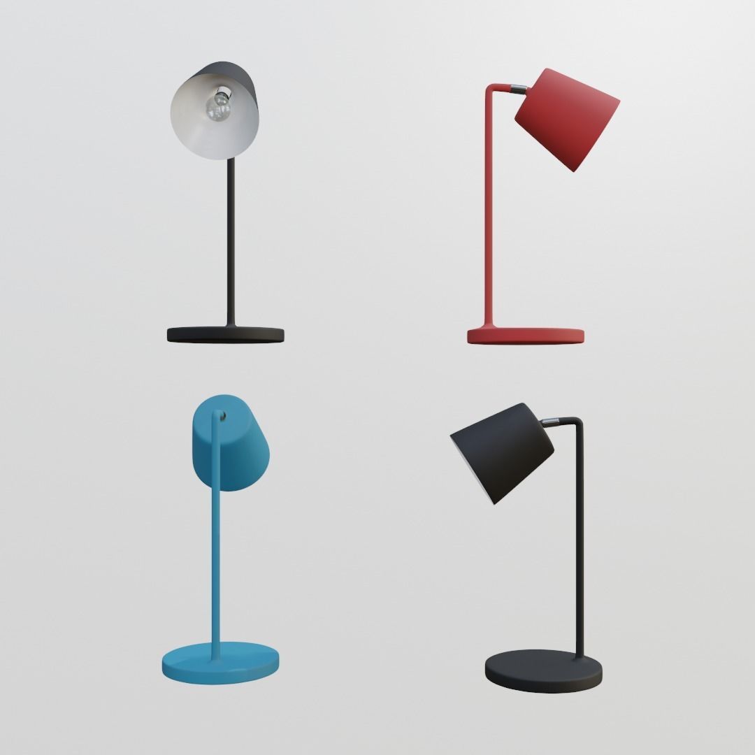 modern desk lamp in black Low-poly 3D model_5