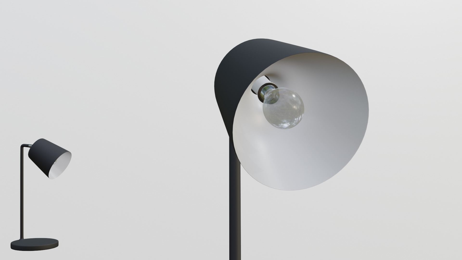 modern desk lamp in black Low-poly 3D model_2