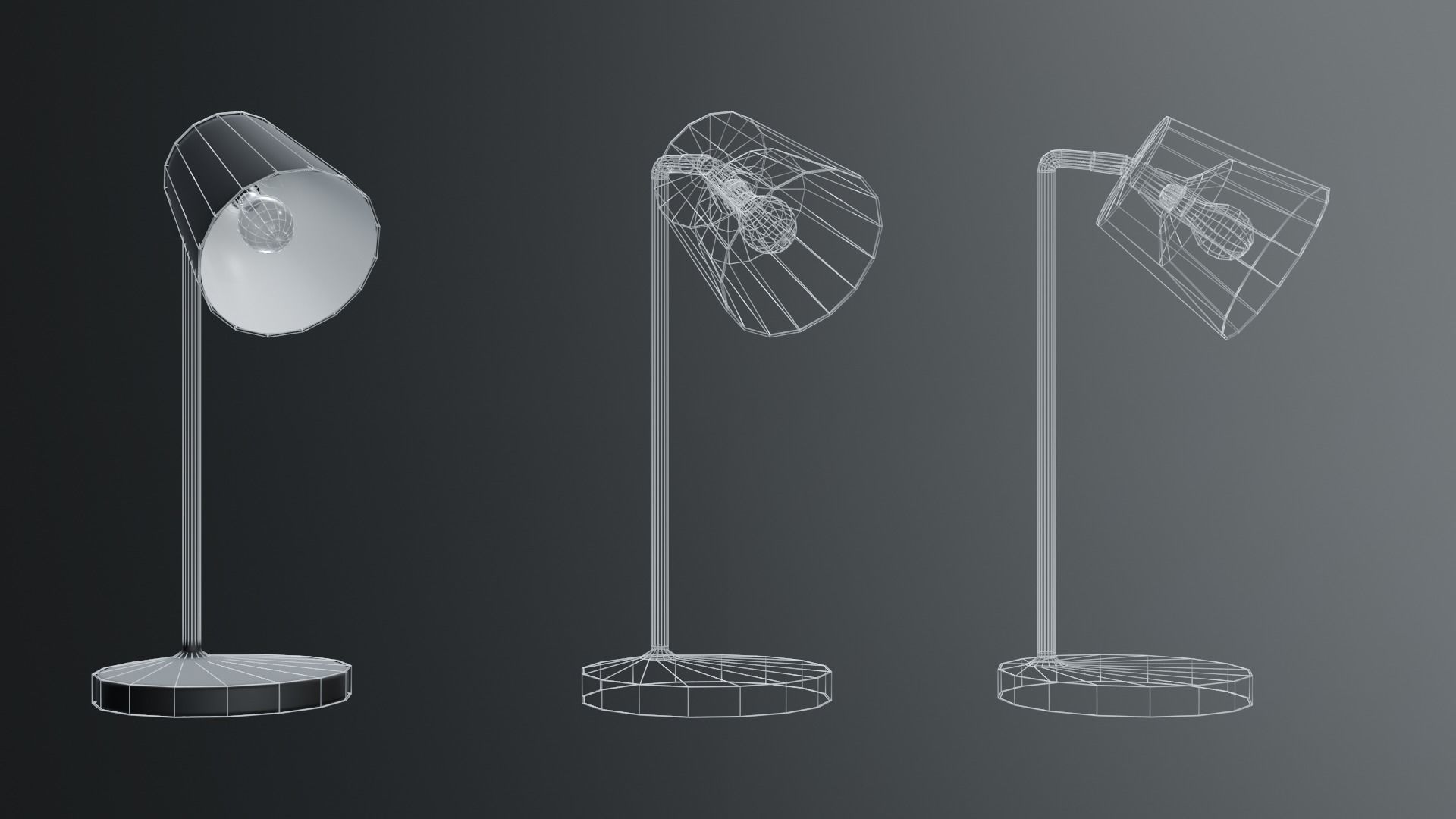 modern desk lamp in black Low-poly 3D model_1