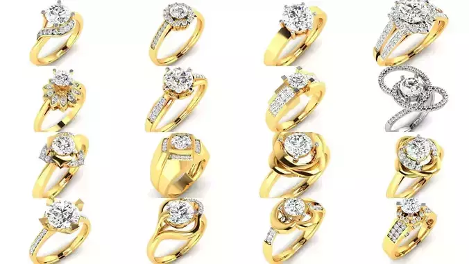 129 Women solitaire ring 3dm render detail collection  