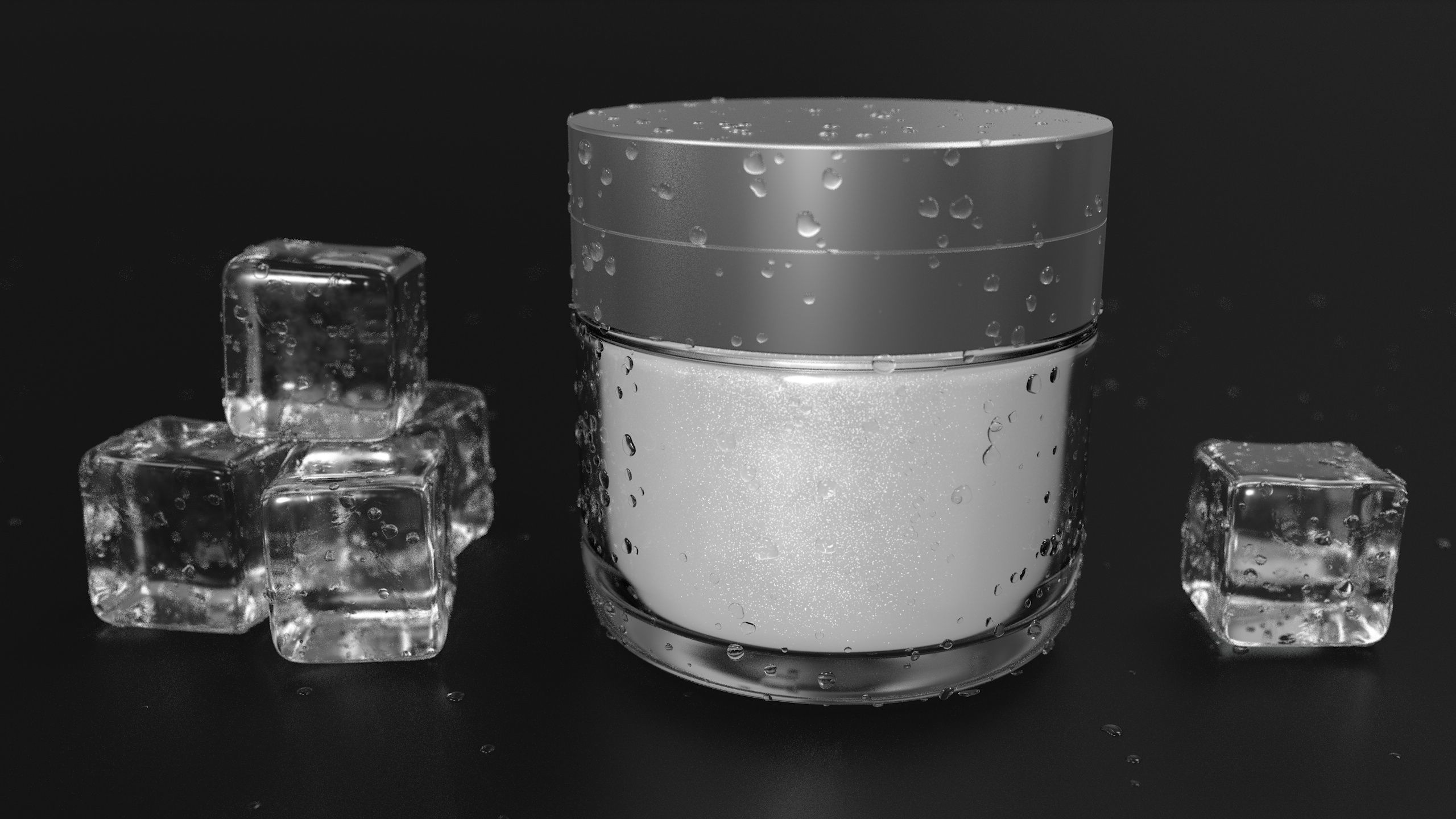 Face Cream jar open with ice cubes 3D model_3