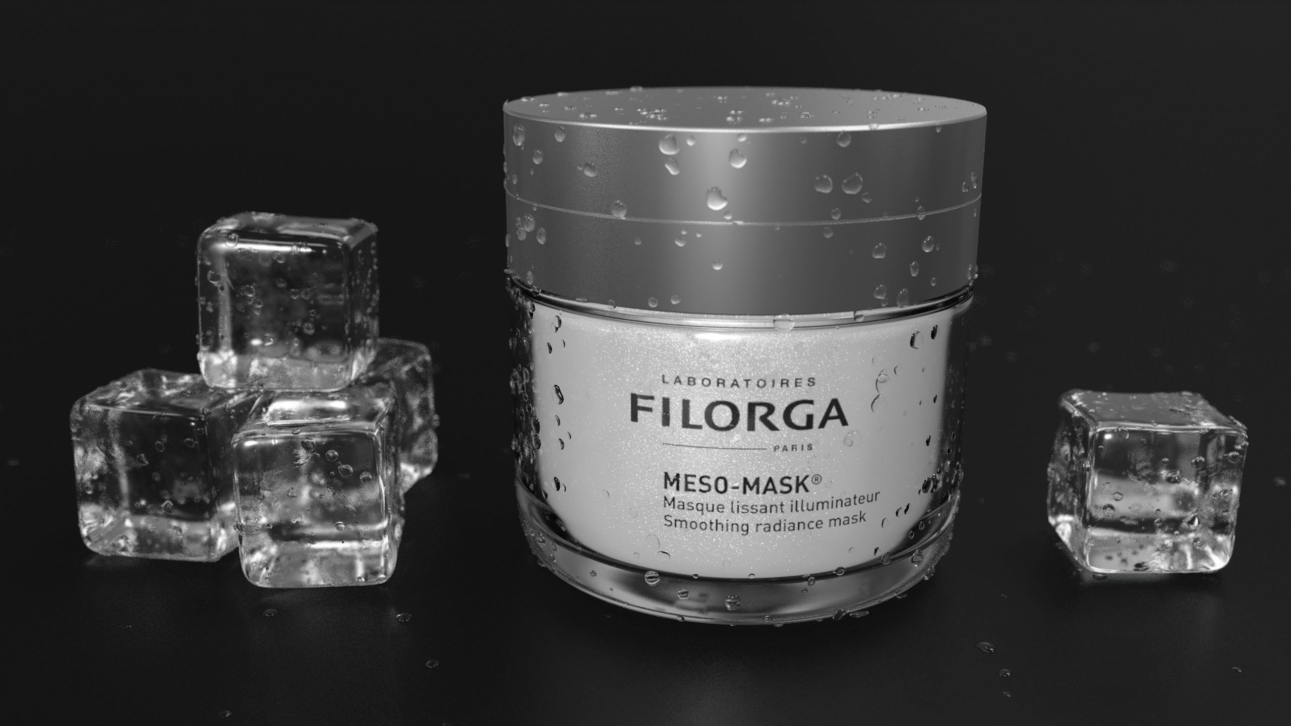 Face Cream jar open with ice cubes 3D model_1