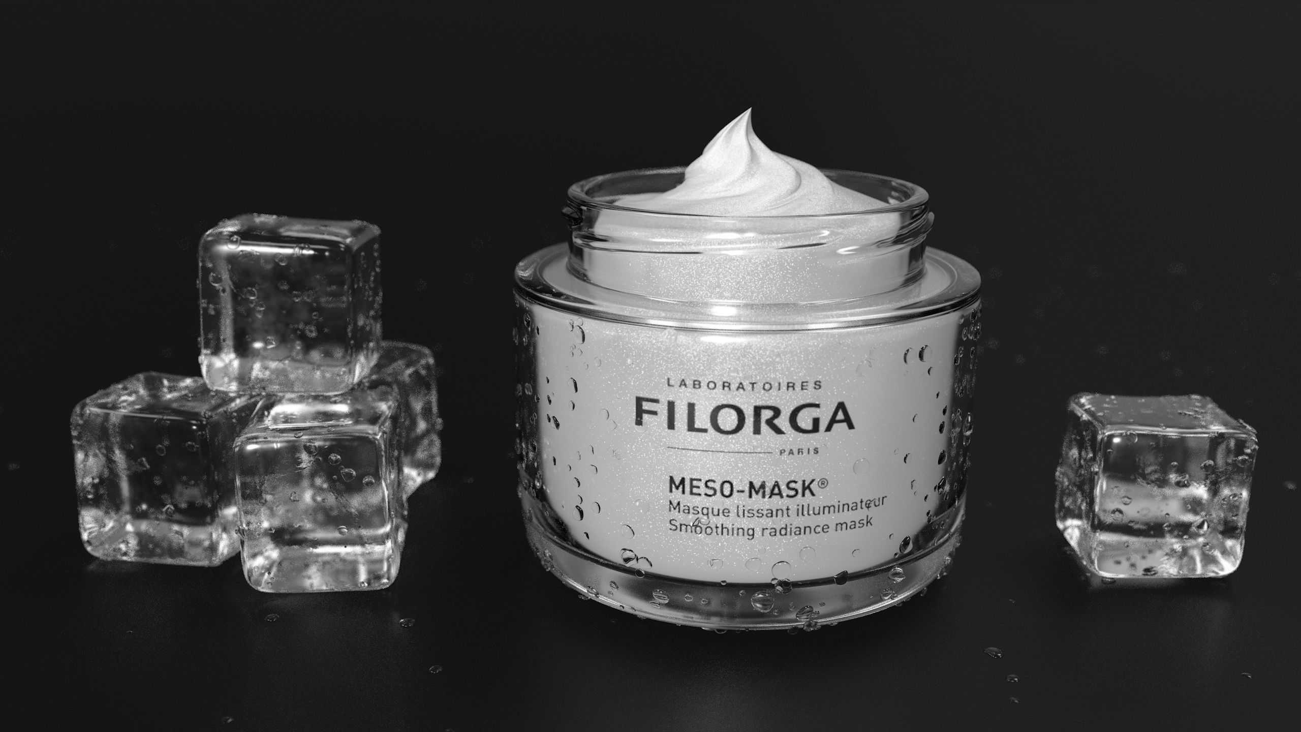 Face Cream jar open with ice cubes 3D model_2