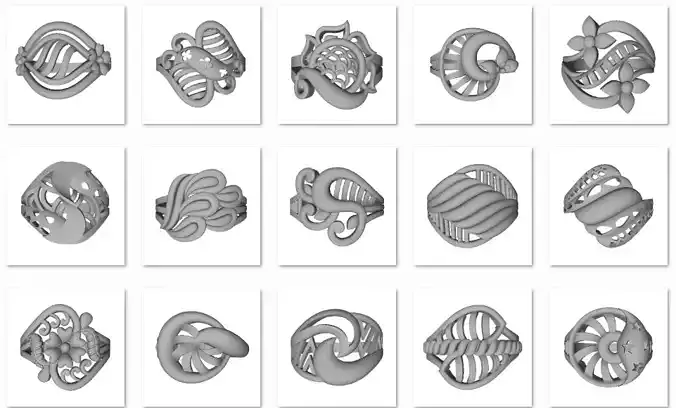 48 Women Ring Plain Gold Ring stl models  3D print model
