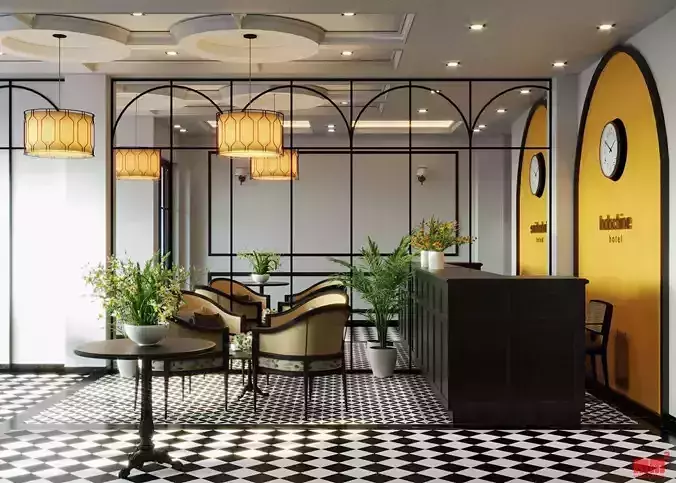 Interior reception design Low-poly 3D model
