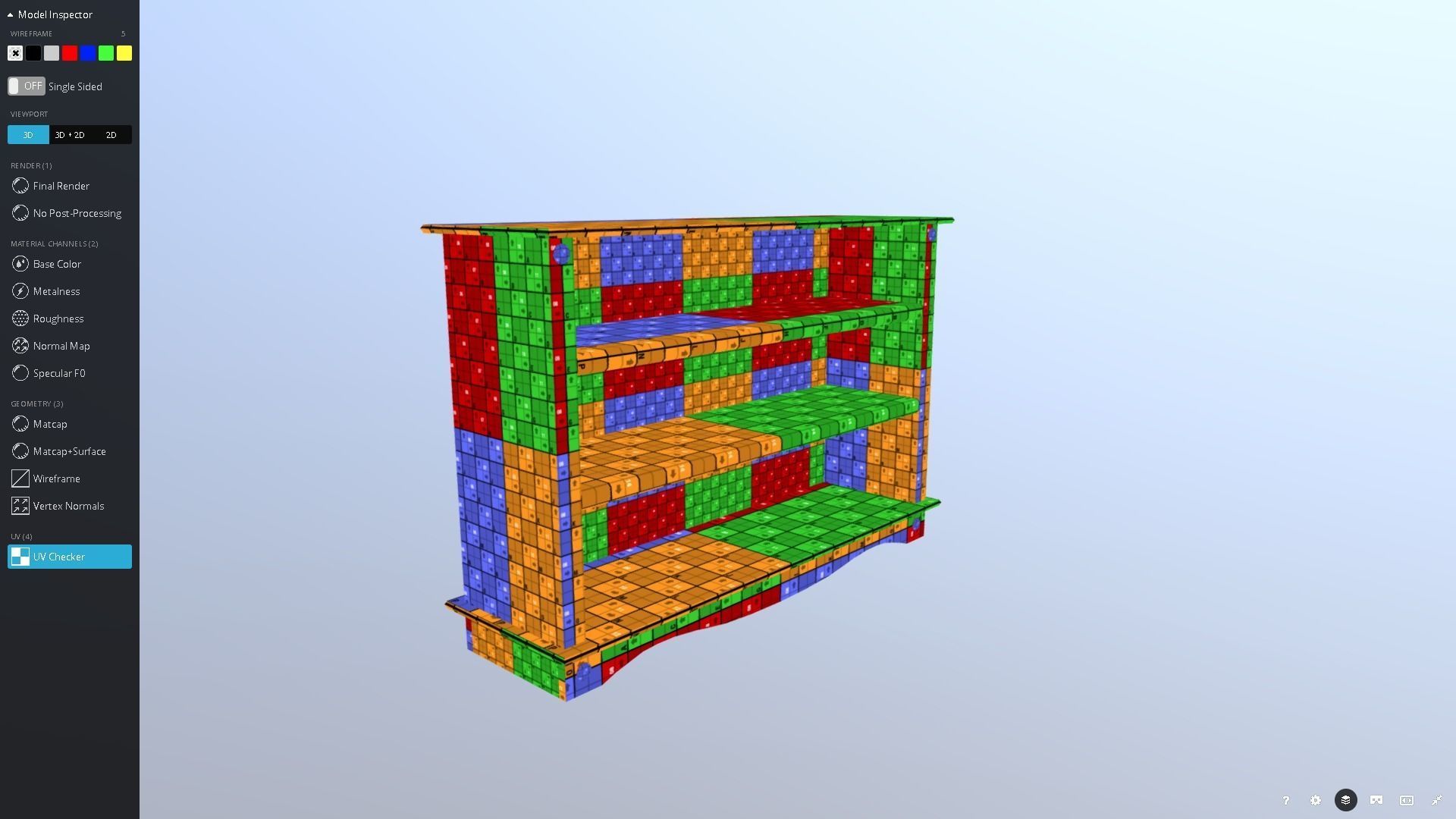 Pine Bookshelf Low-poly 3D model_8