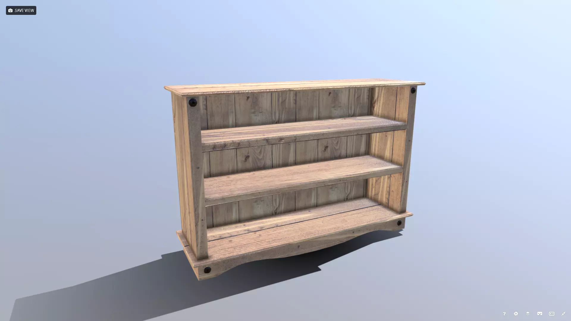 Pine Bookshelf Low-poly 3D model_0