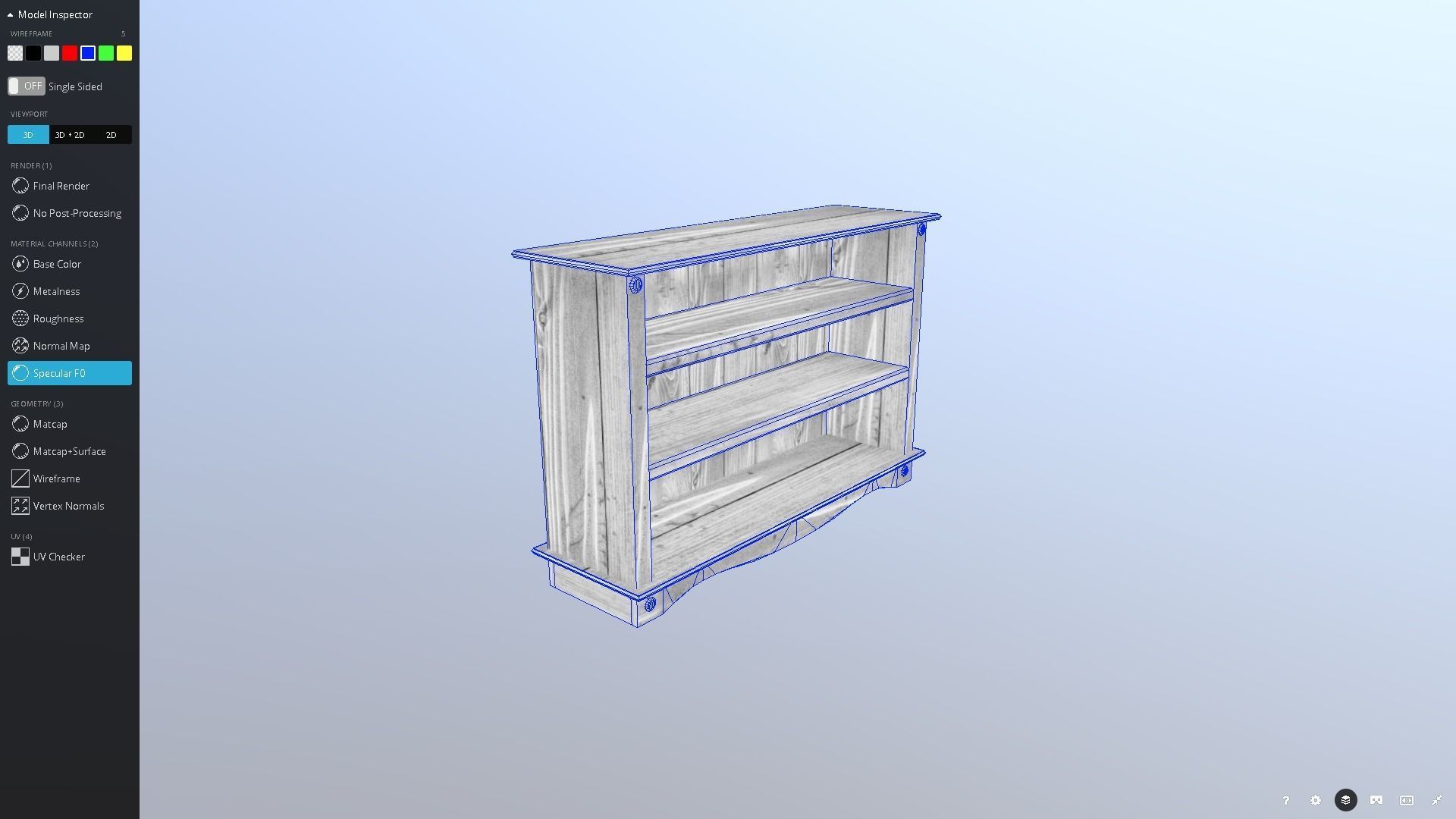 Pine Bookshelf Low-poly 3D model_12
