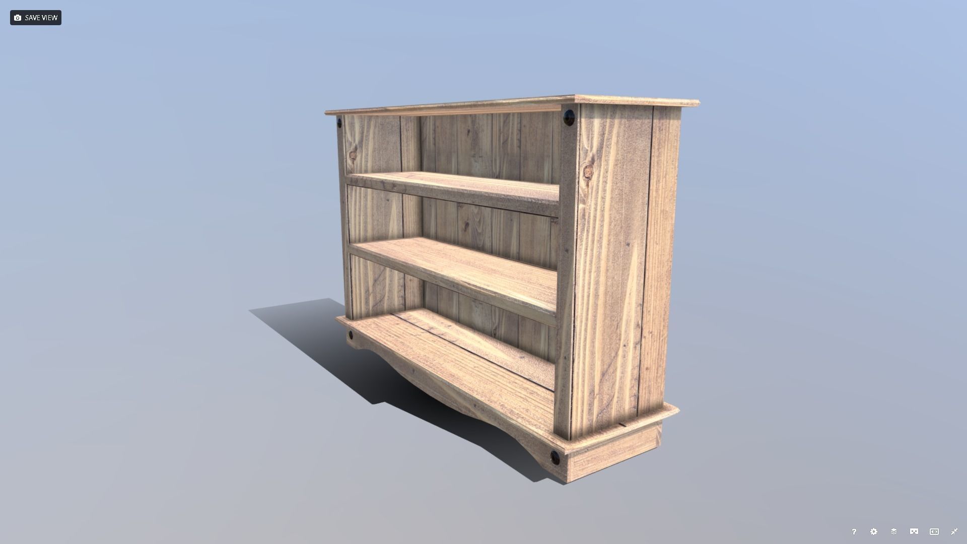 Pine Bookshelf Low-poly 3D model_2