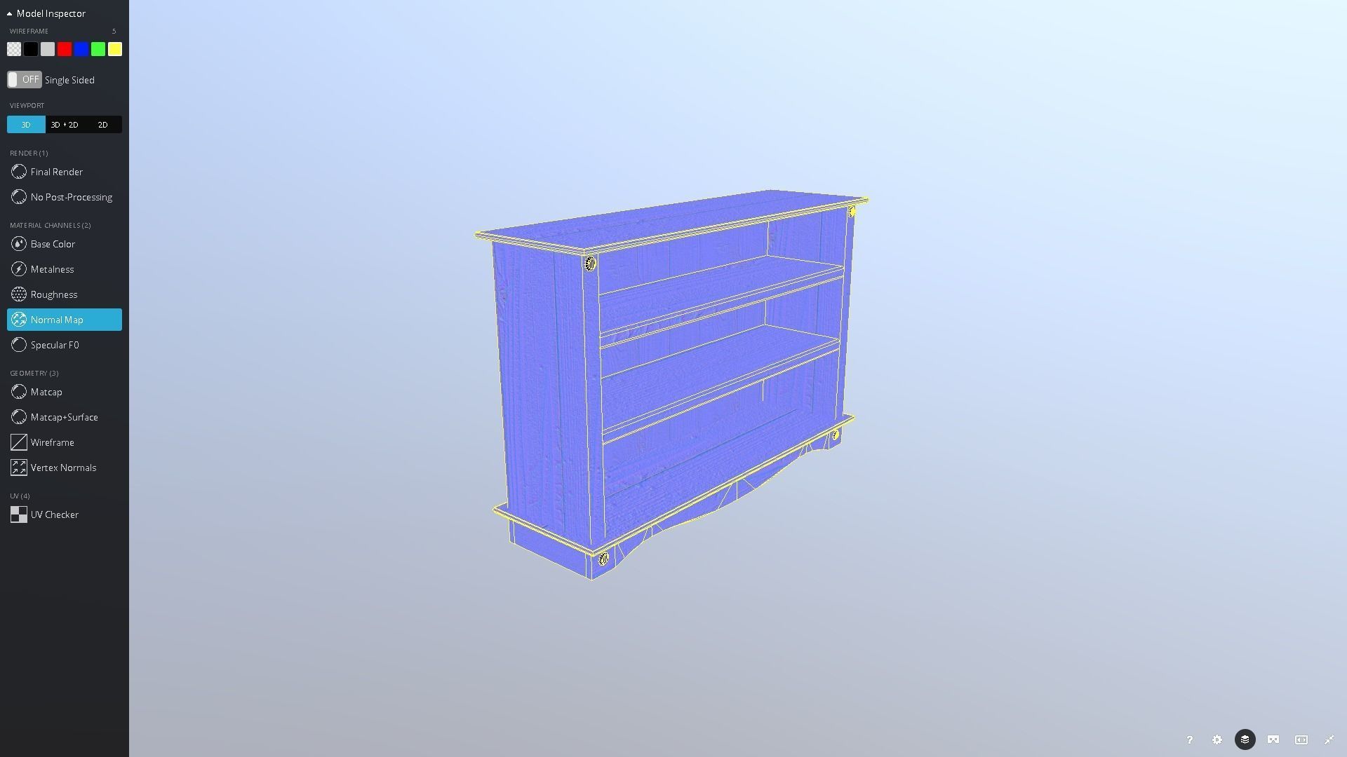 Pine Bookshelf Low-poly 3D model_6