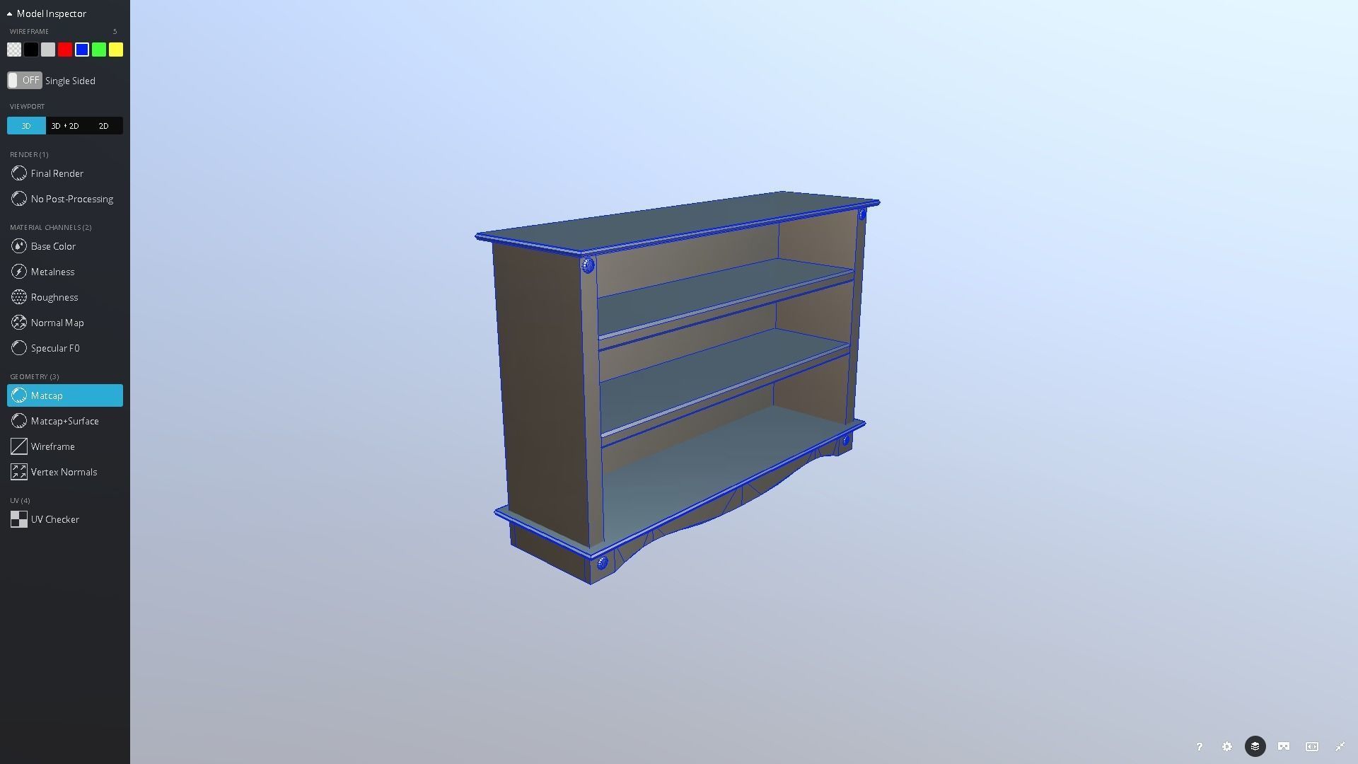 Pine Bookshelf Low-poly 3D model_11