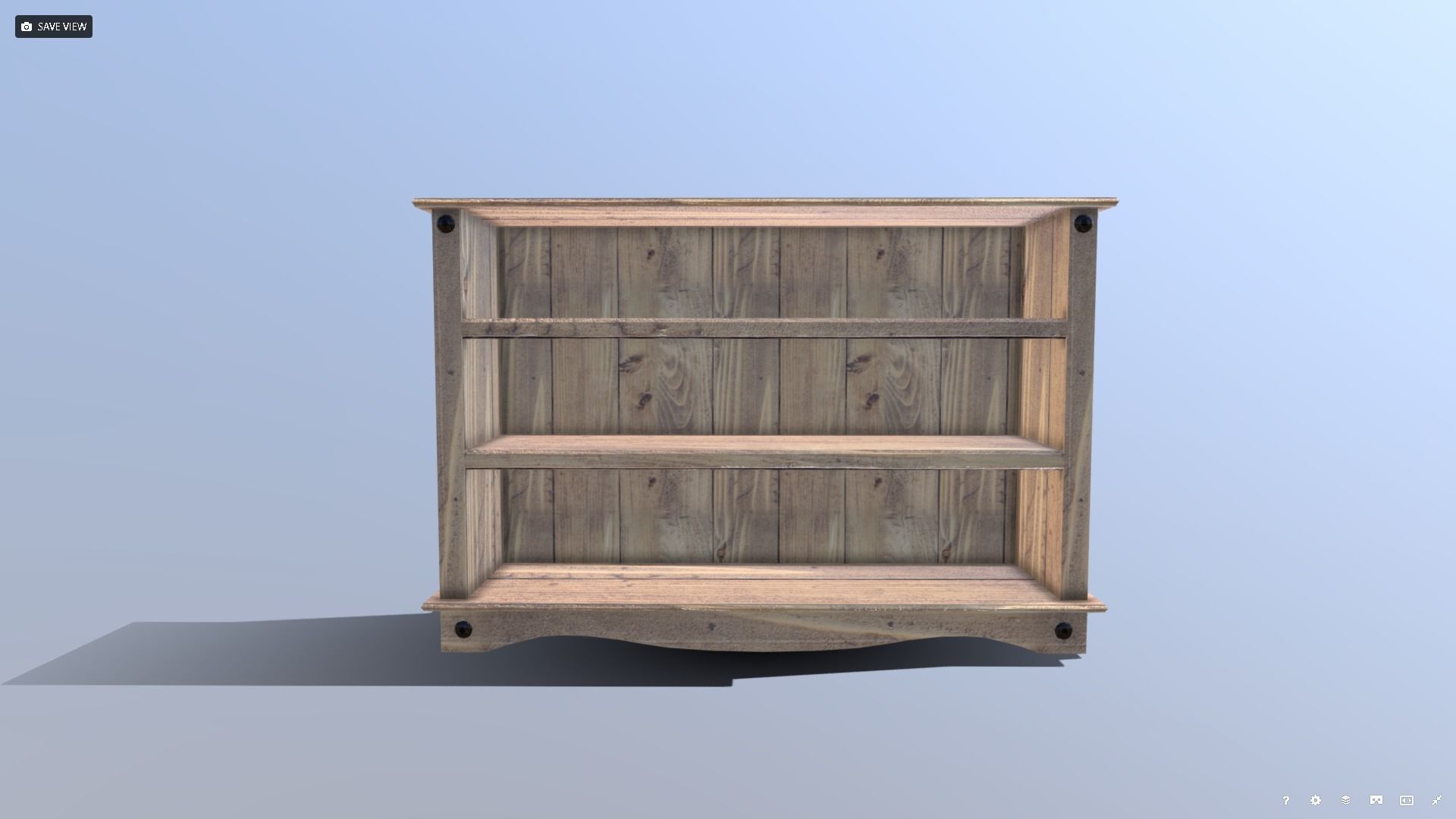 Pine Bookshelf Low-poly 3D model_1