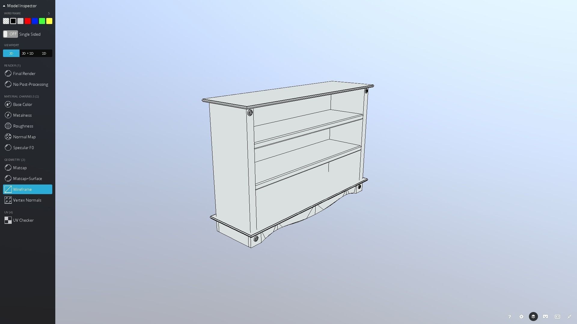 Pine Bookshelf Low-poly 3D model_9