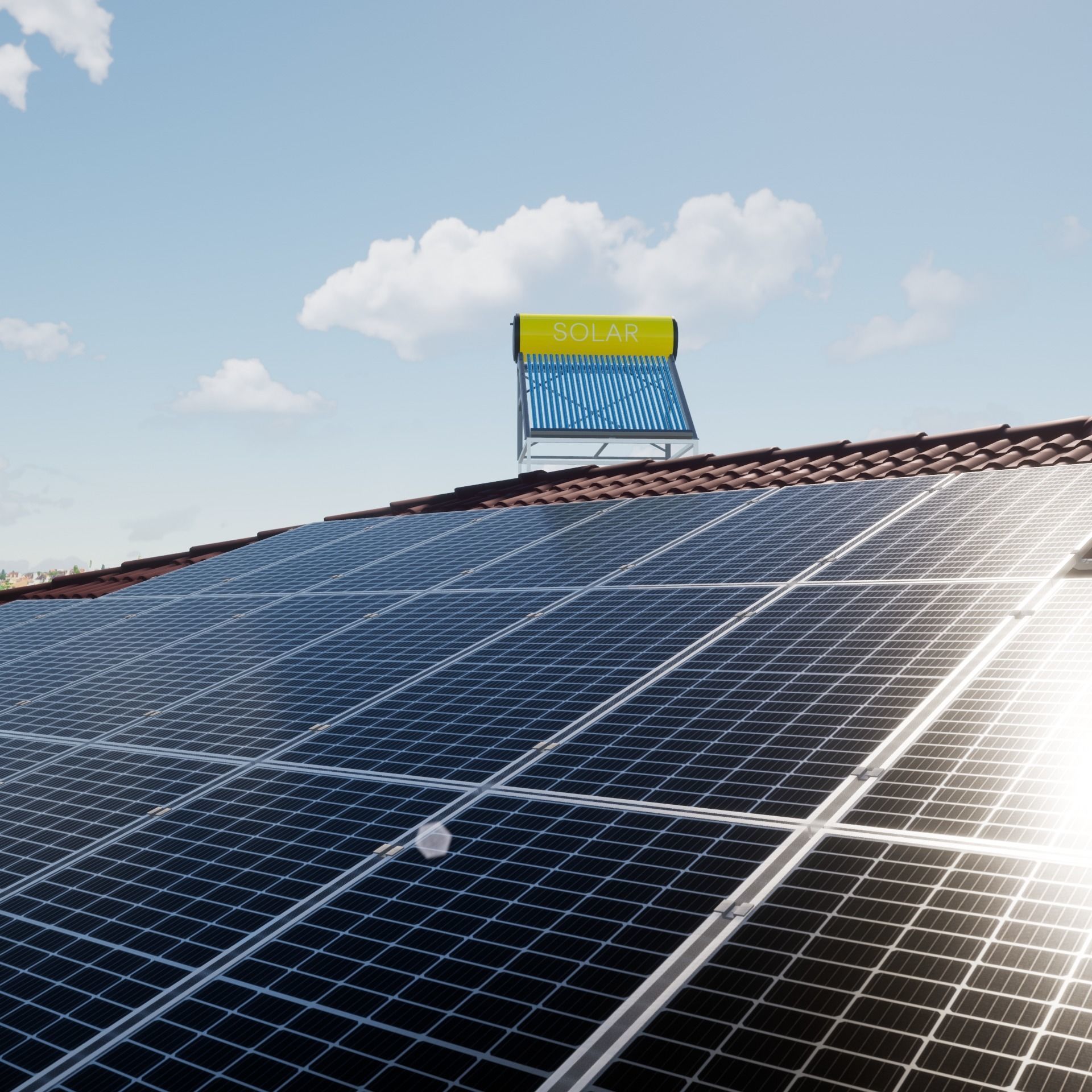 Solar Panel  Solar Heater  3D model_11