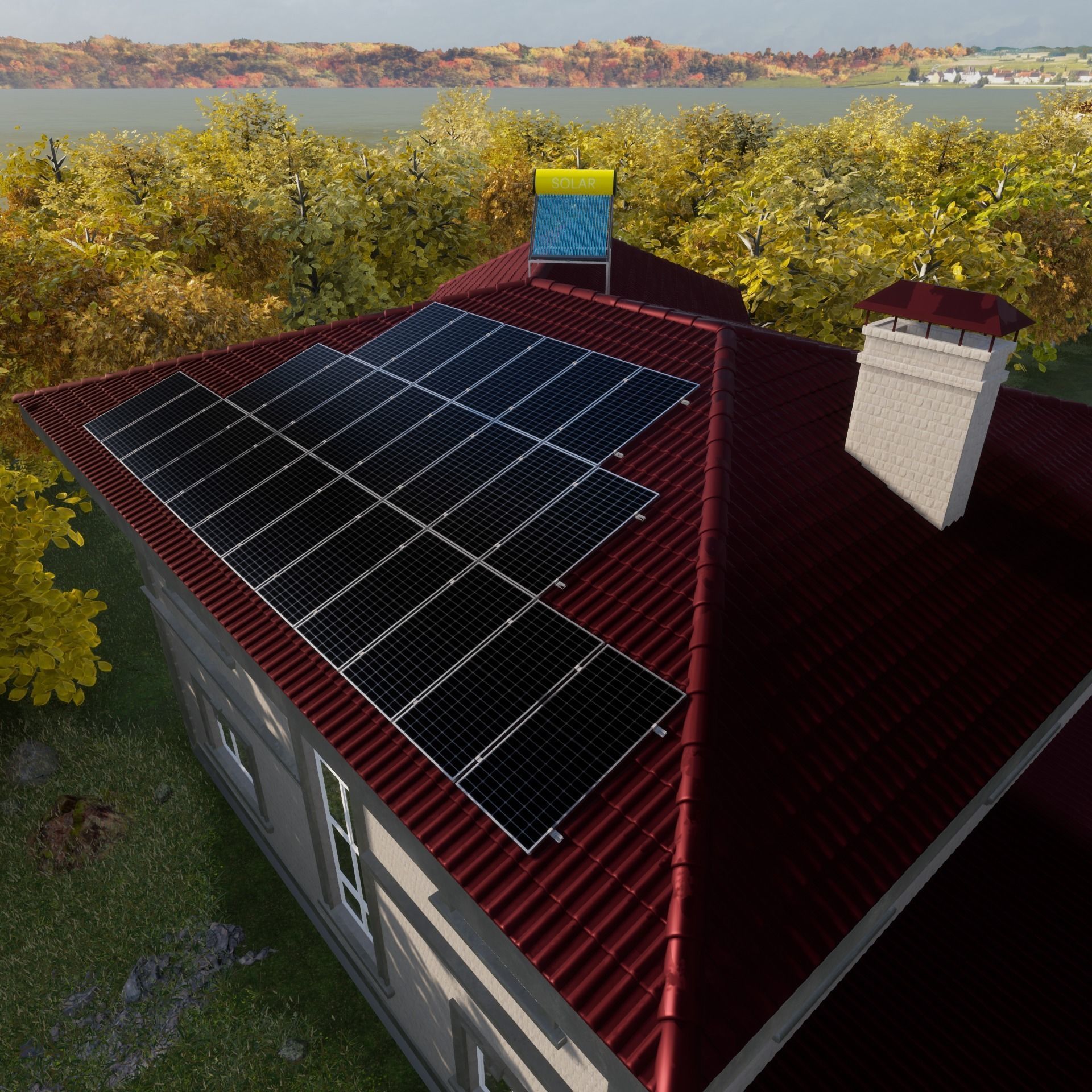 Solar Panel  Solar Heater  3D model_12