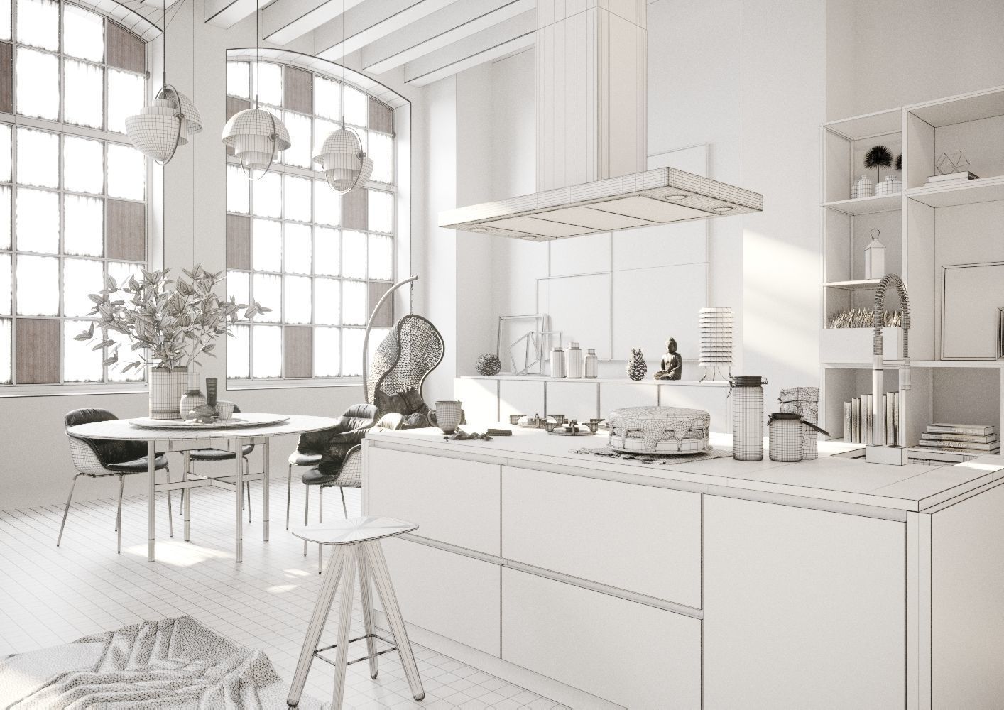 Loft interior 3D model_4