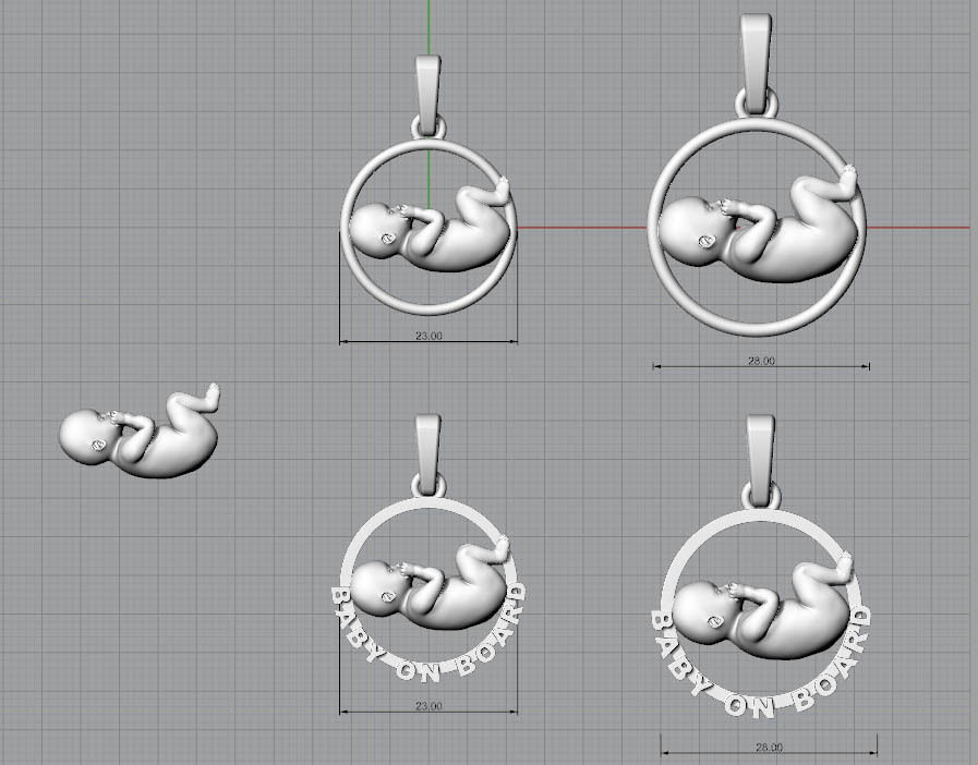 Baby pendant 3D print model_4