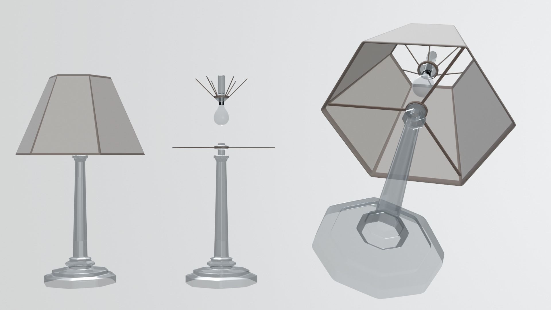 modern office lamp Low-poly 3D model_2