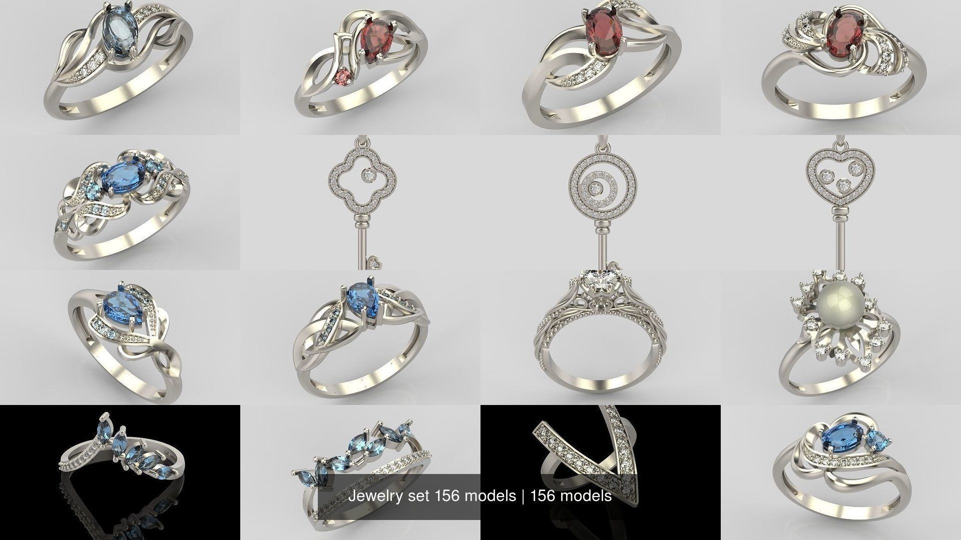 Women Jewelry set 156 models 3dm stl 3D print model 3D Model Collection_16