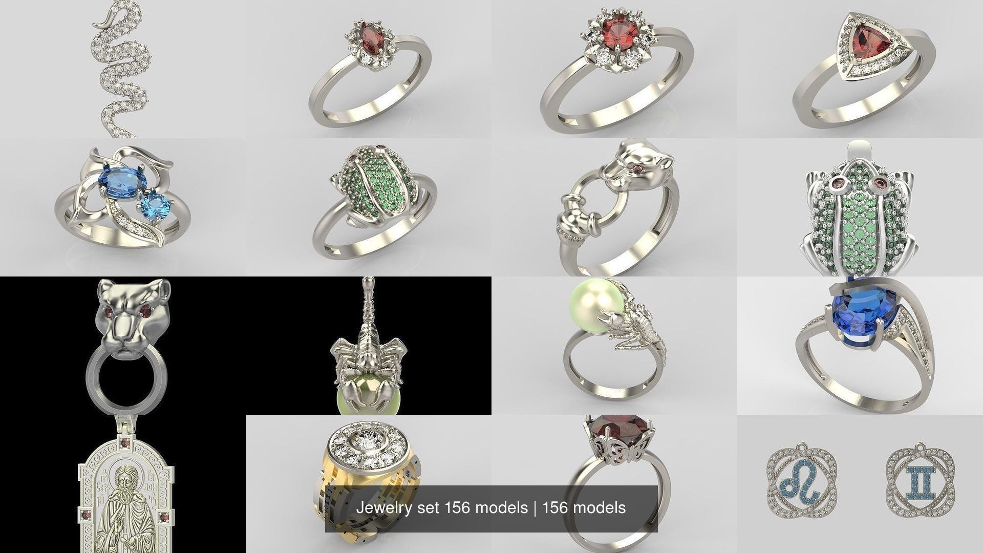 Women Jewelry set 156 models 3dm stl 3D print model 3D Model Collection_18