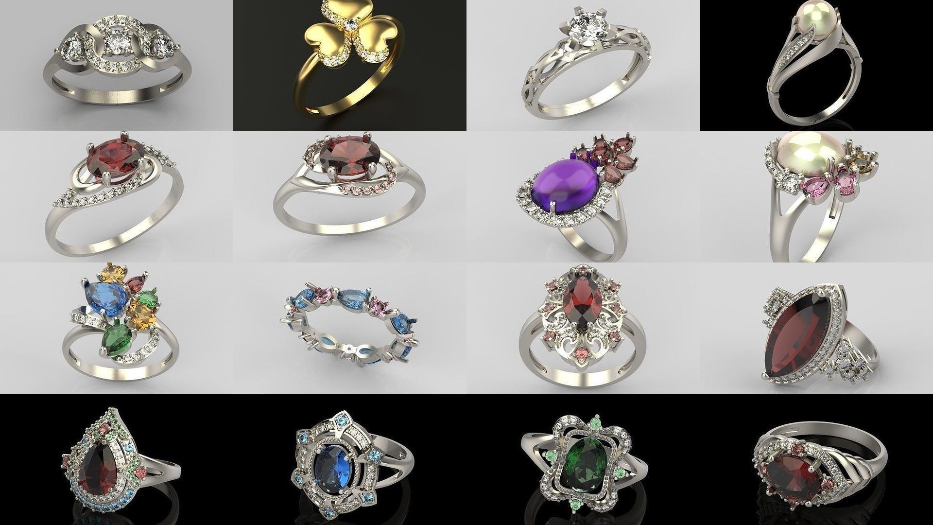 Women Jewelry set 156 models 3dm stl 3D print model 3D Model Collection_14