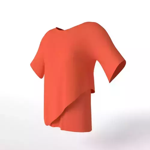 T-Shirt orange asymmetric top Low-poly 3D model