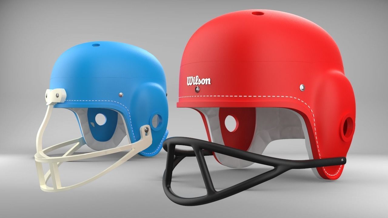 Vintage 1960s style Retro football Helmet 3D print model_8