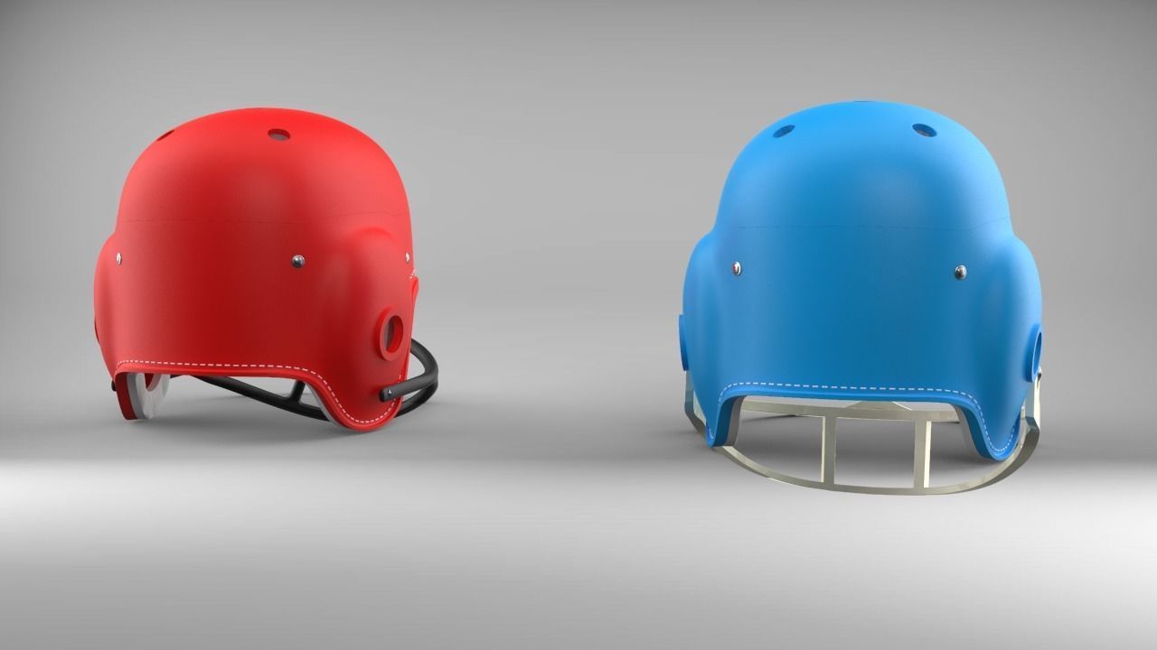 Vintage 1960s style Retro football Helmet 3D print model_11