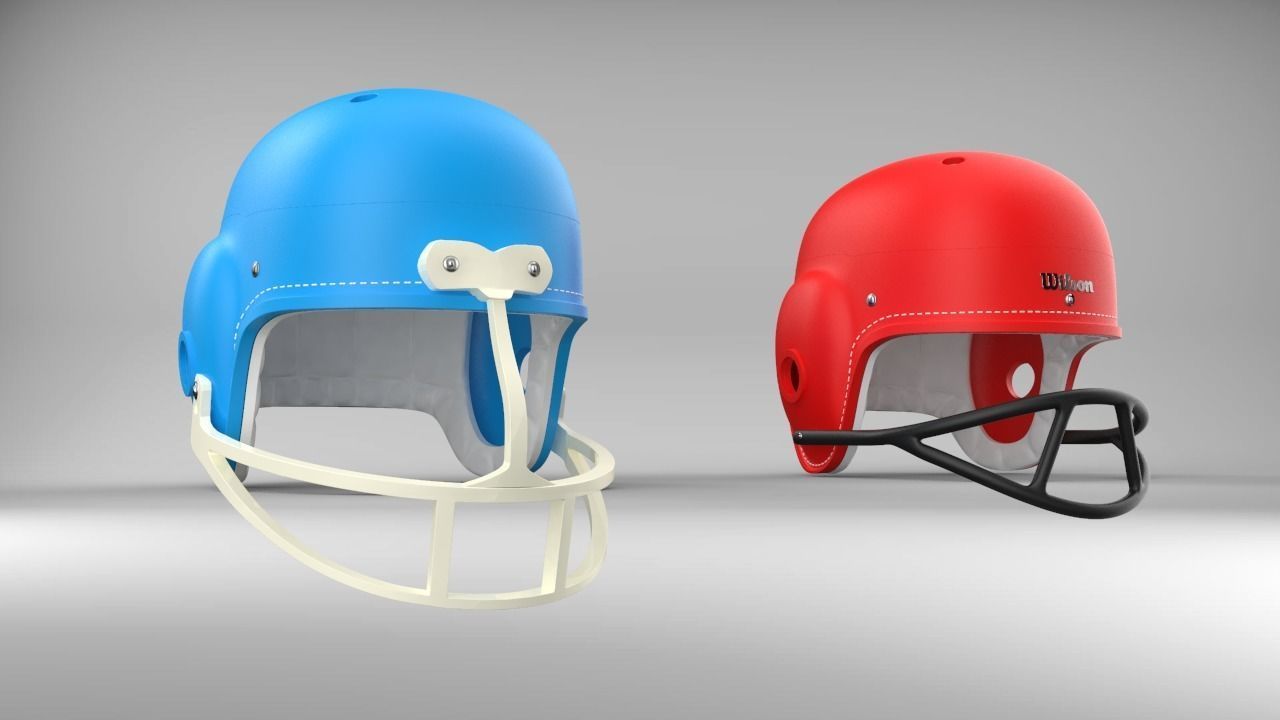 Vintage 1960s style Retro football Helmet 3D print model_9