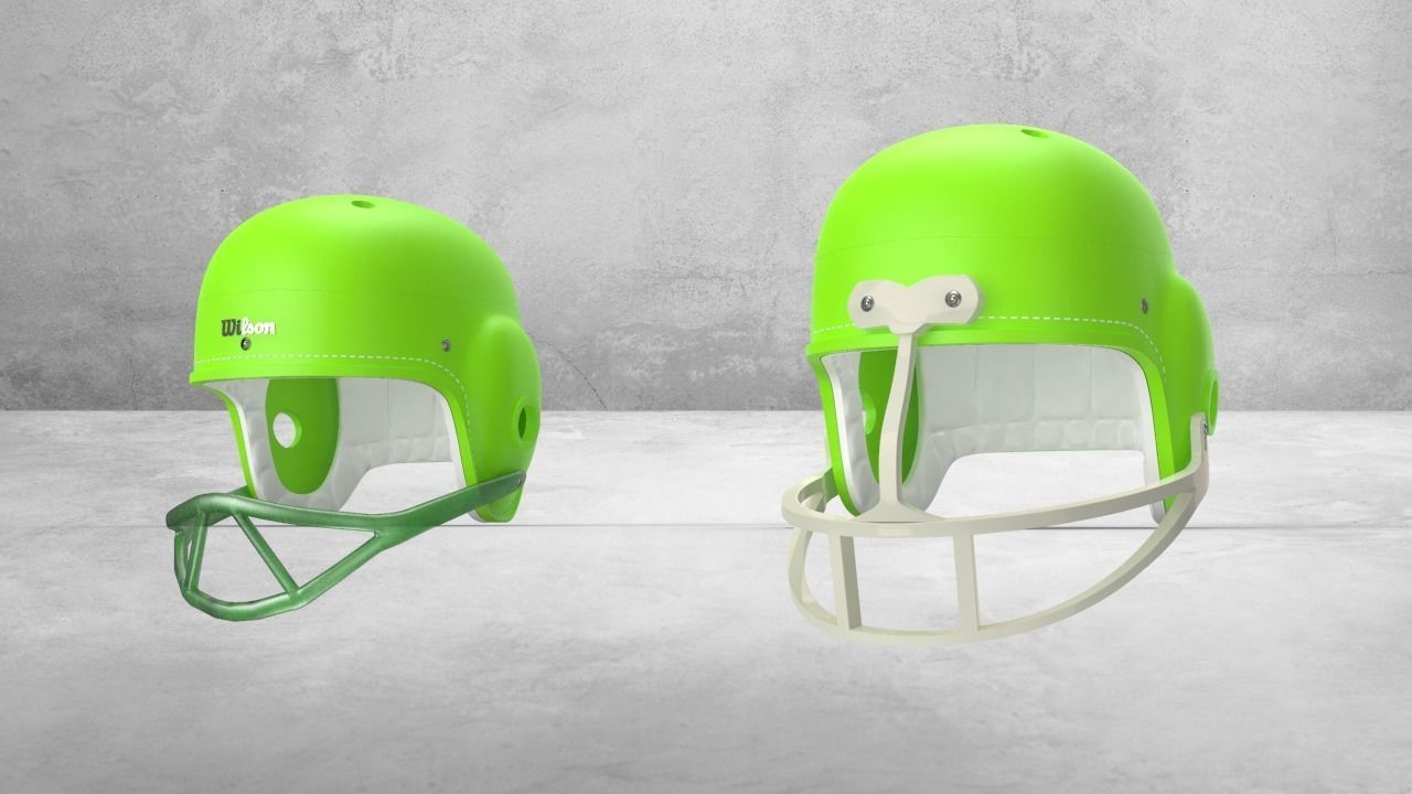 Vintage 1960s style Retro football Helmet 3D print model_12