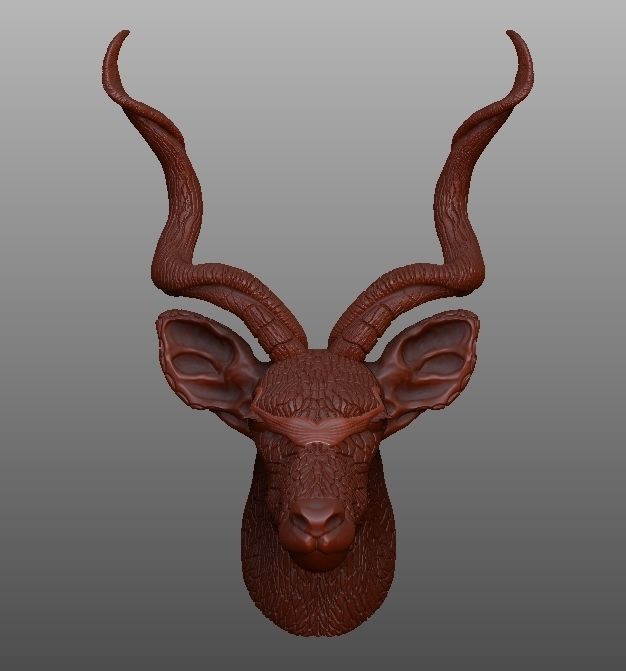 REINDEER gold antelope head sculpture 3D print model_9