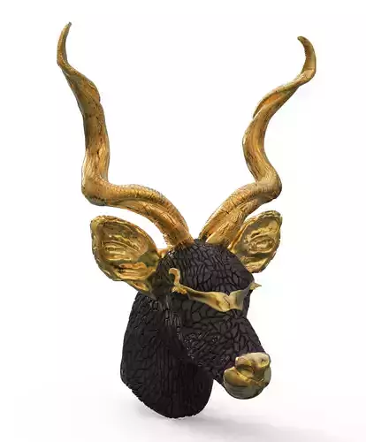REINDEER gold antelope head sculpture