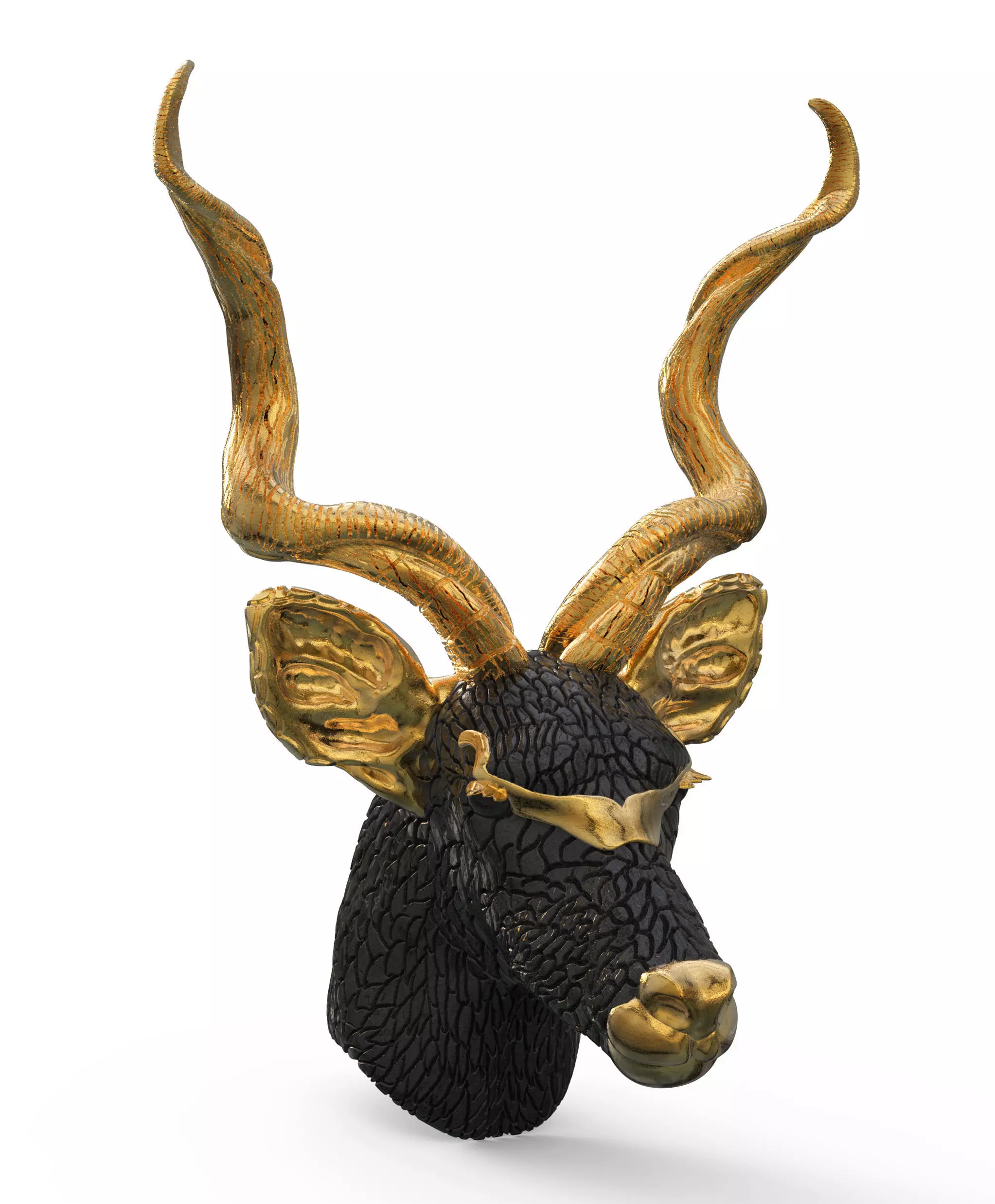 REINDEER gold antelope head sculpture 3D print model_0