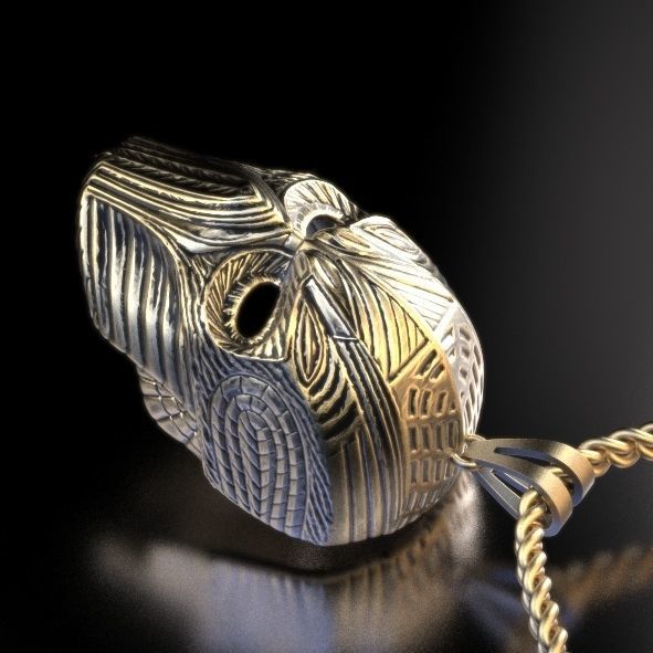helmet necklace Silver Gold  Print 3D print model_3