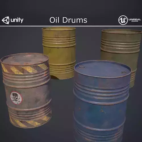 Oil Drums Low-poly 3D model